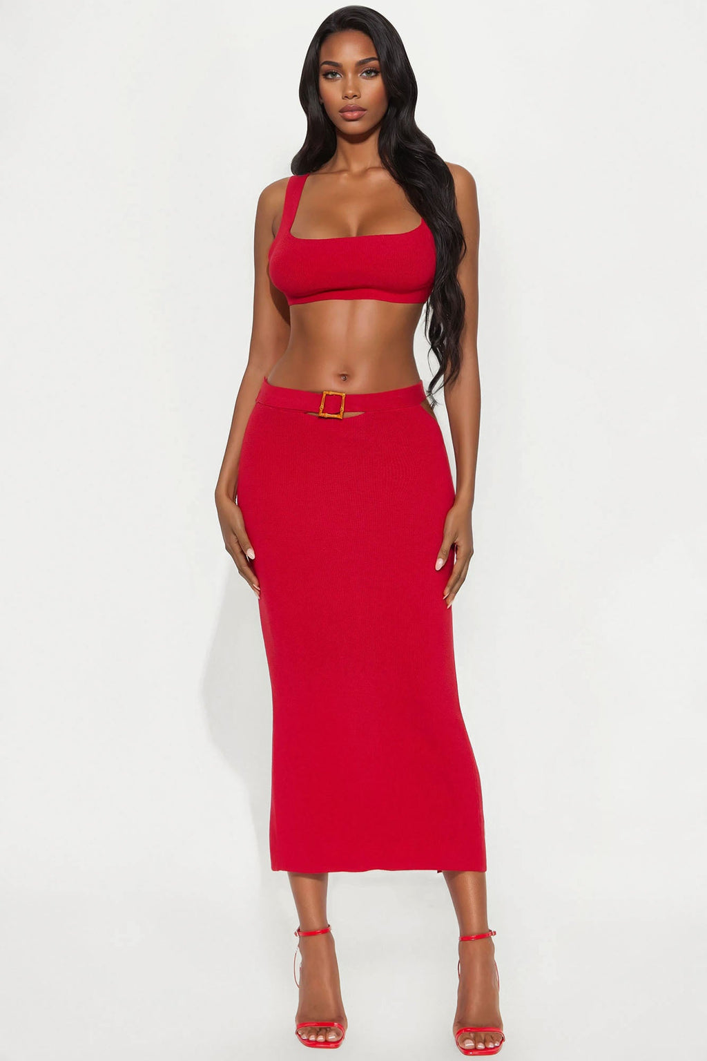 Leaving Now Skirt Set - Red