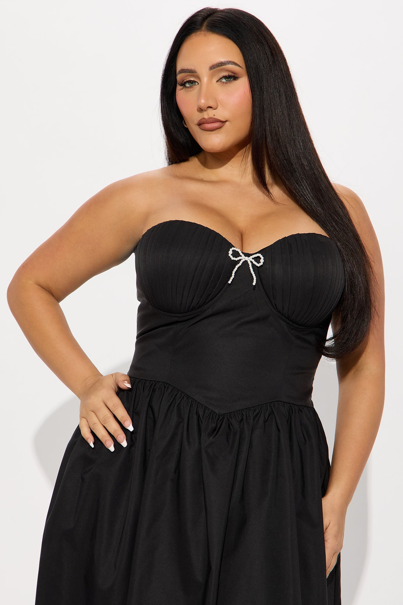 Mademoiselle Satin Midi Dress - Black