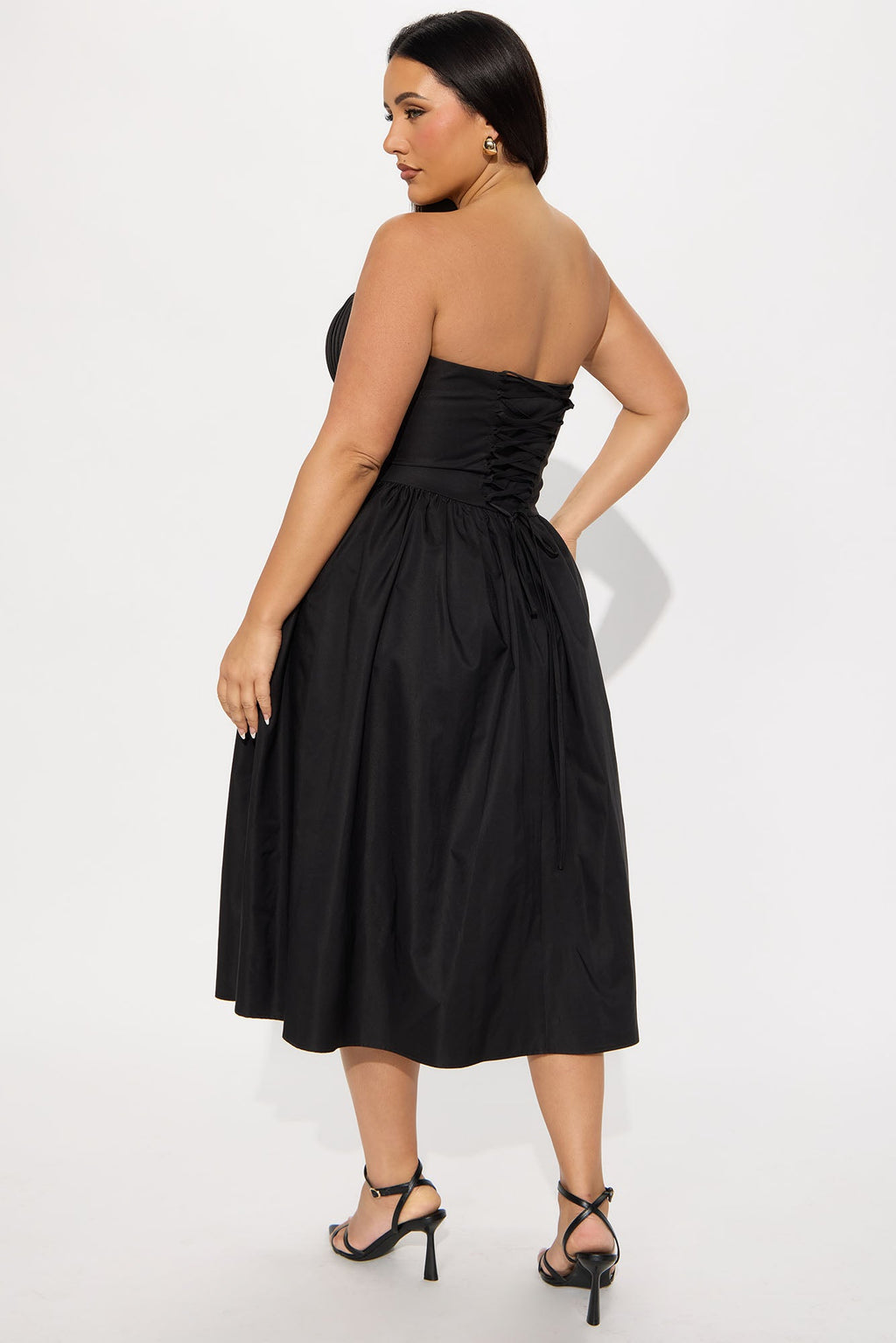 Mademoiselle Satin Midi Dress - Black