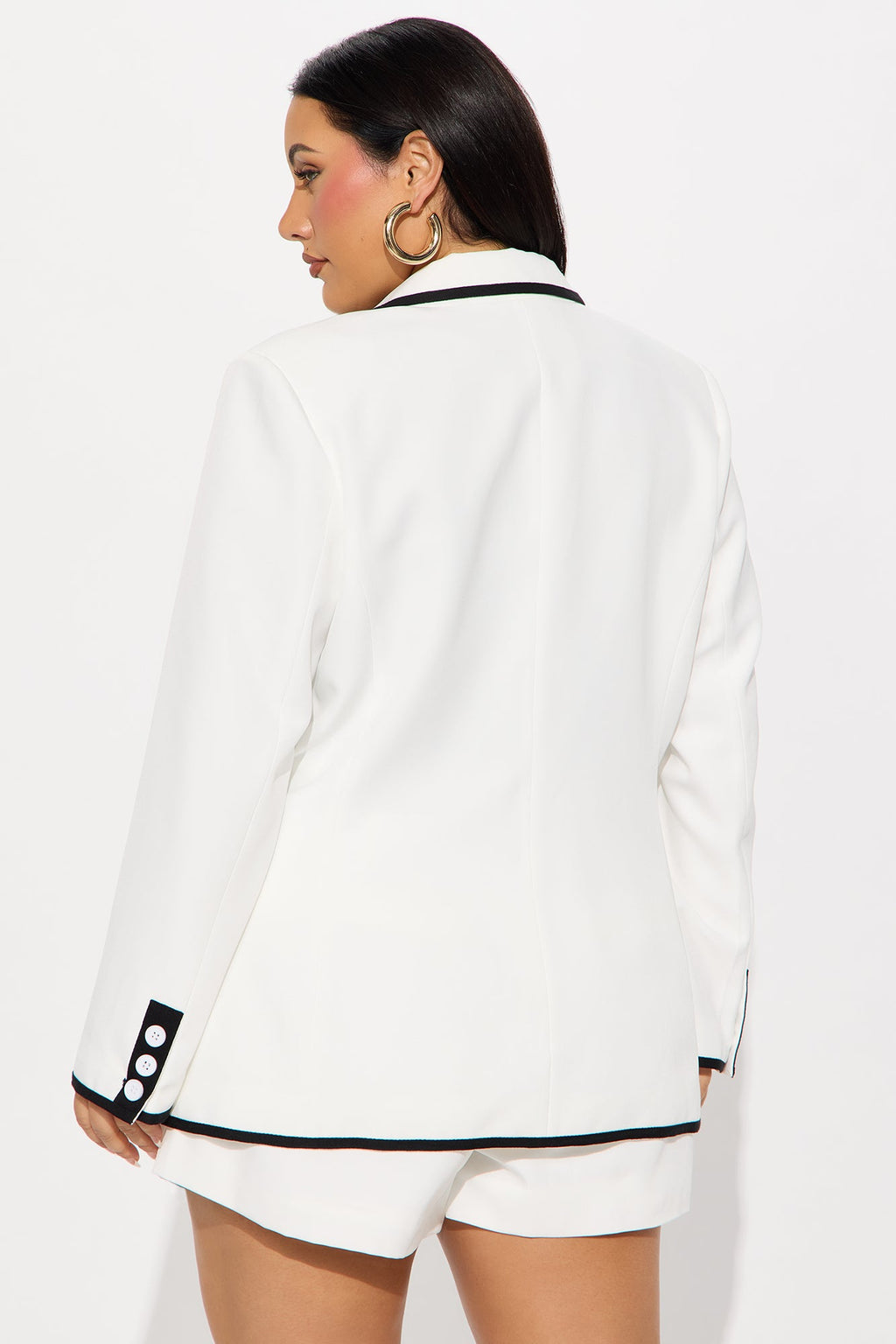 French Affair Blazer Short Set - White/combo