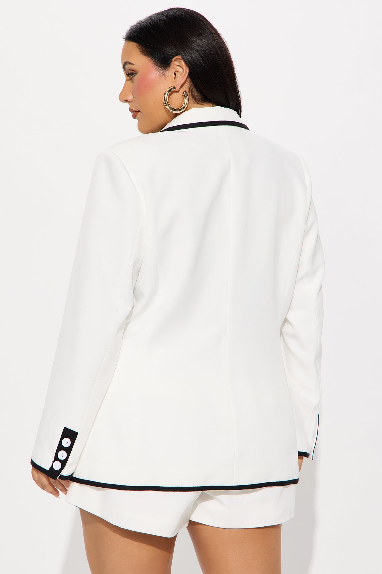 French Affair Blazer Short Set - White/combo