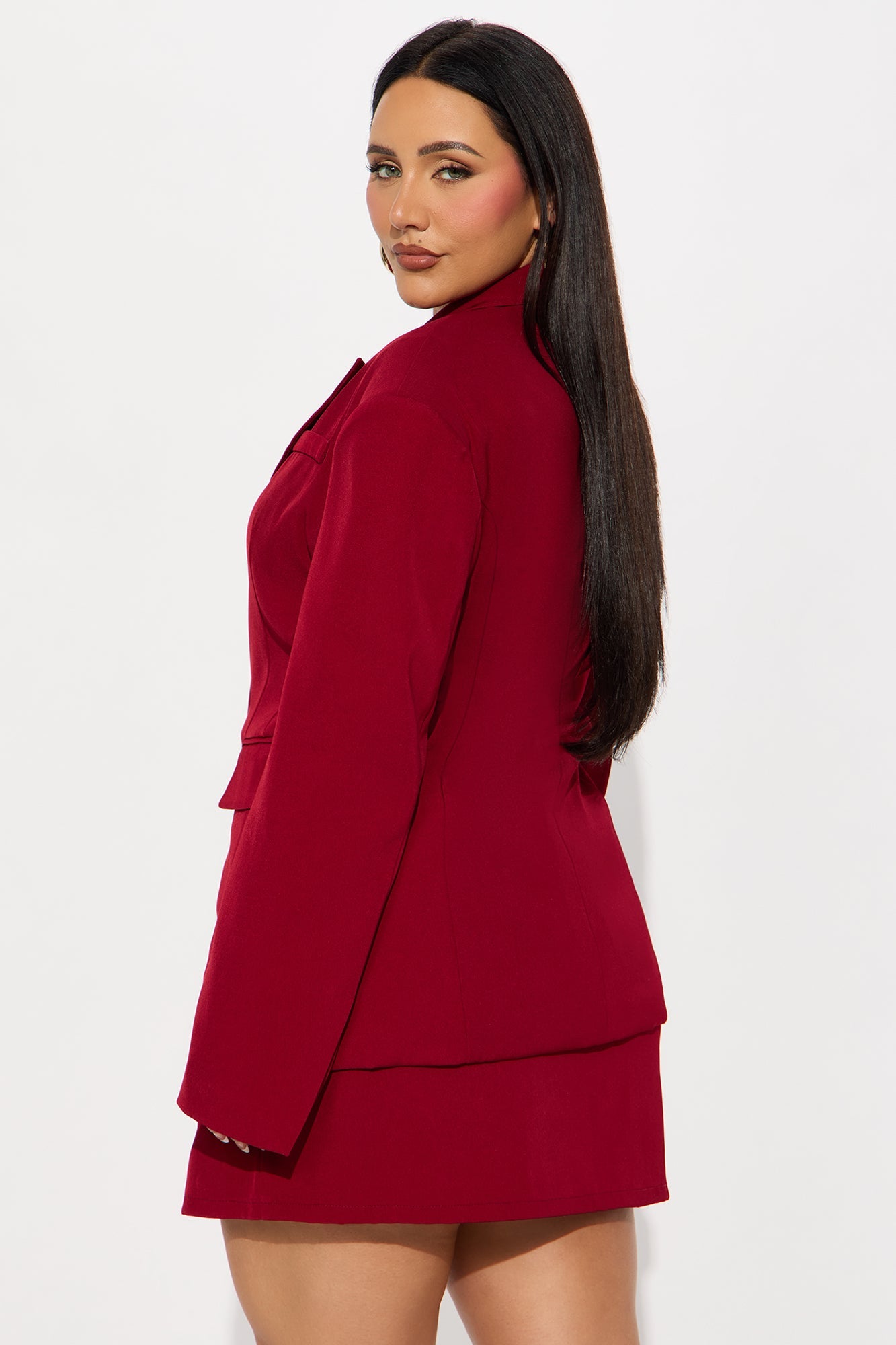 Business Time Blazer Skirt Set - Red
