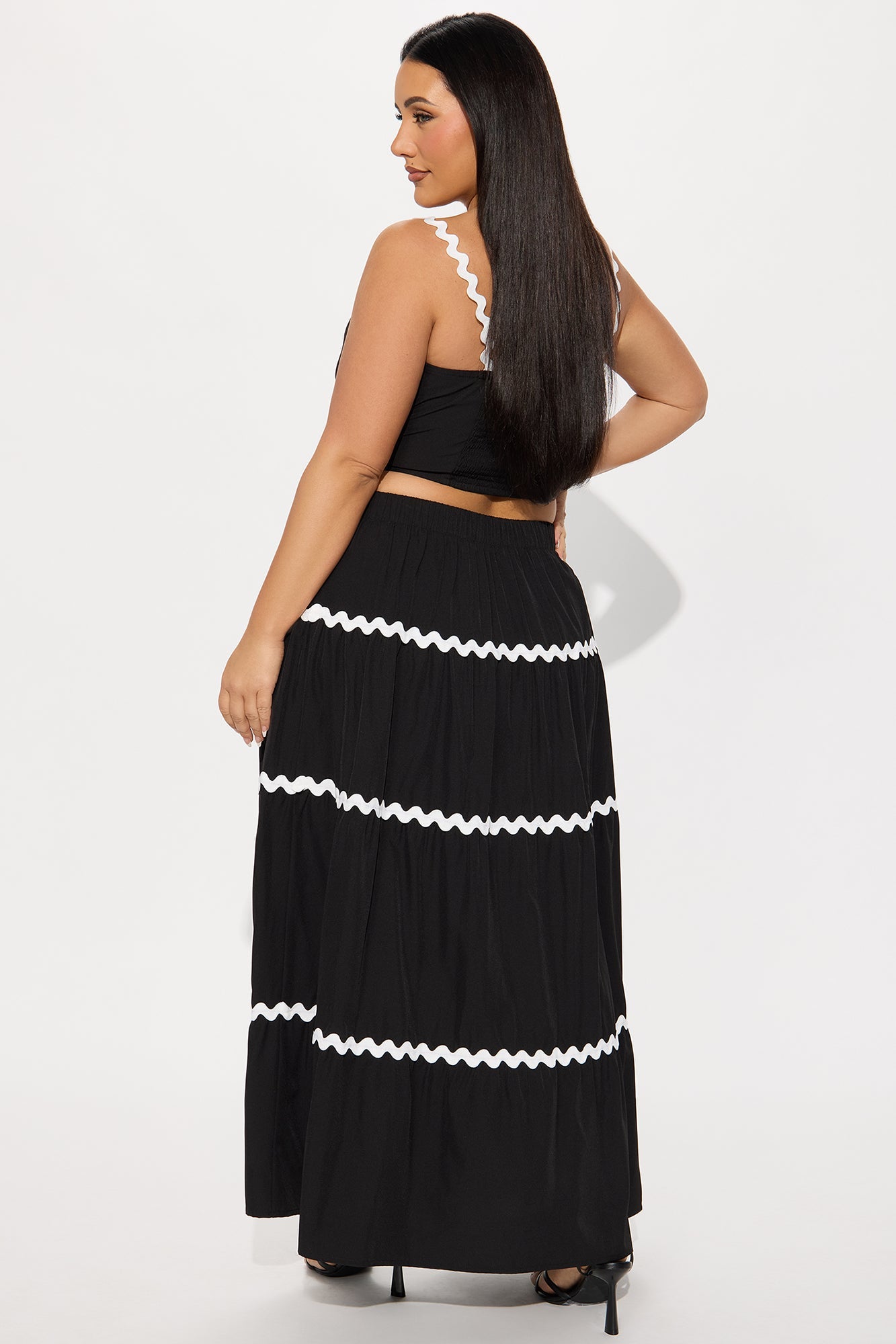 Celina Maxi Skirt Set - Black/White