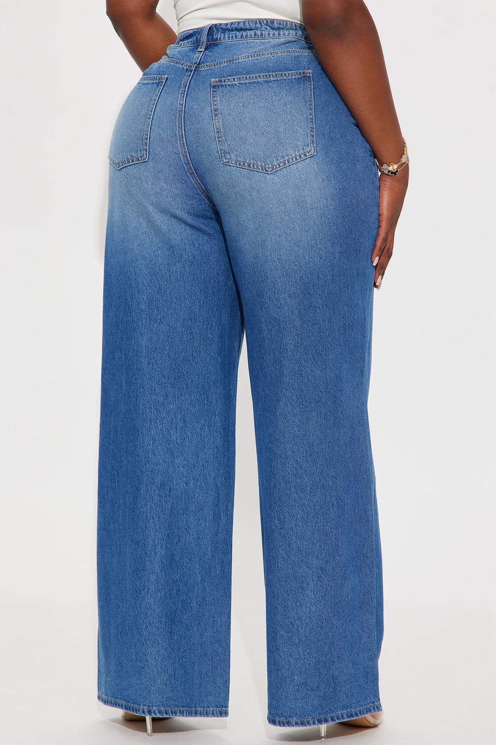 Bondi Girl Tie Waist Drapey Wide Leg Jeans - Medium Wash
