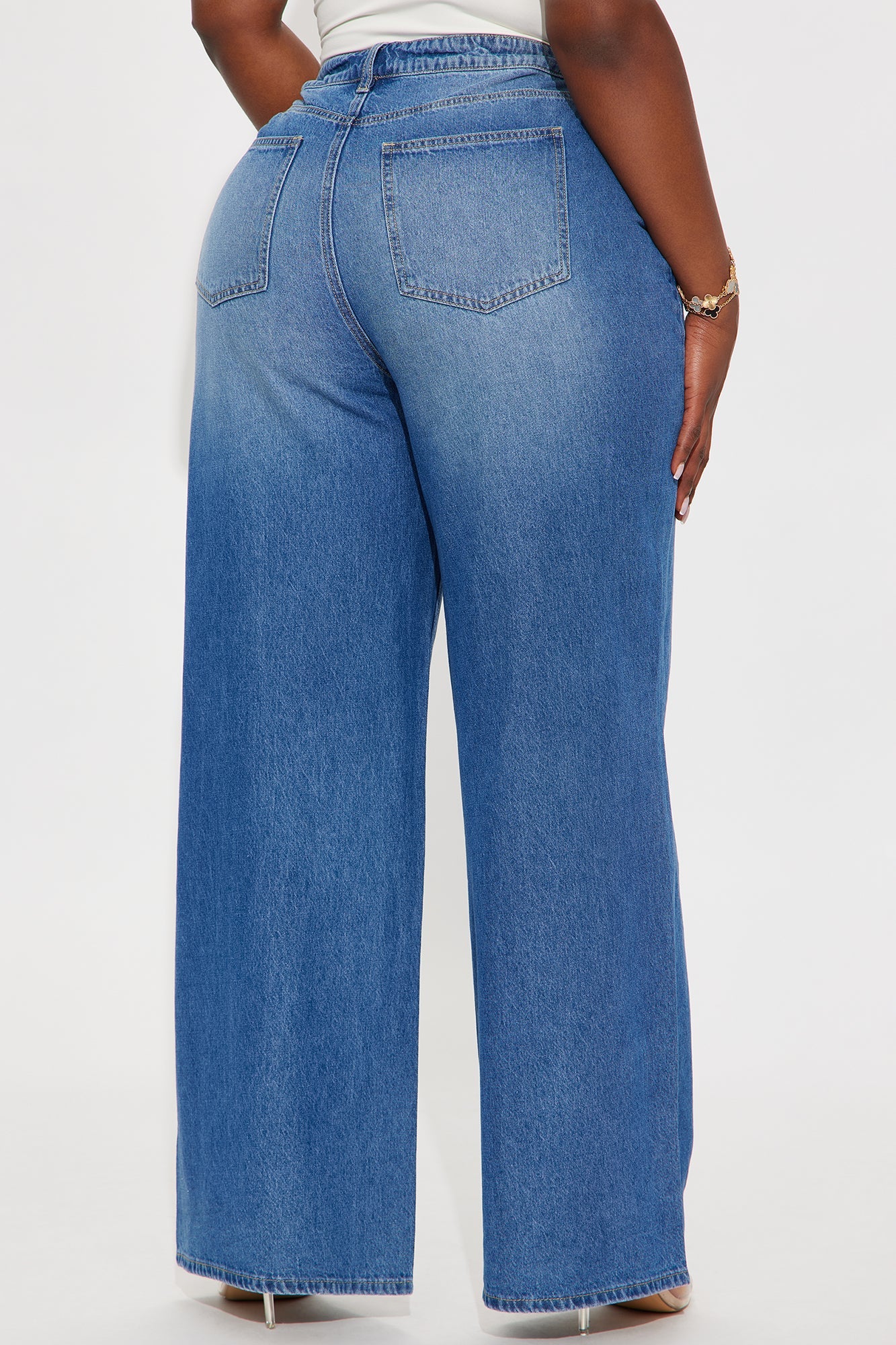 Bondi Girl Tie Waist Drapey Wide Leg Jeans - Medium Wash