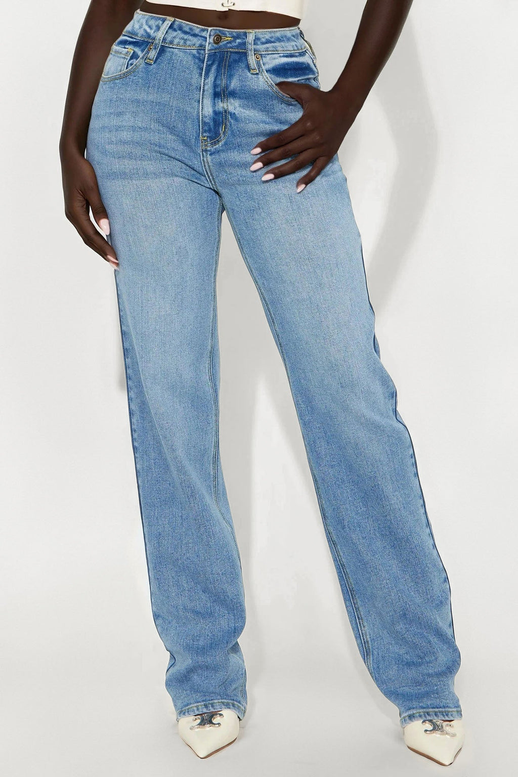 Tall Be Authentic Slouchy Stretch Straight Leg Jeans - Medium Blue Wash