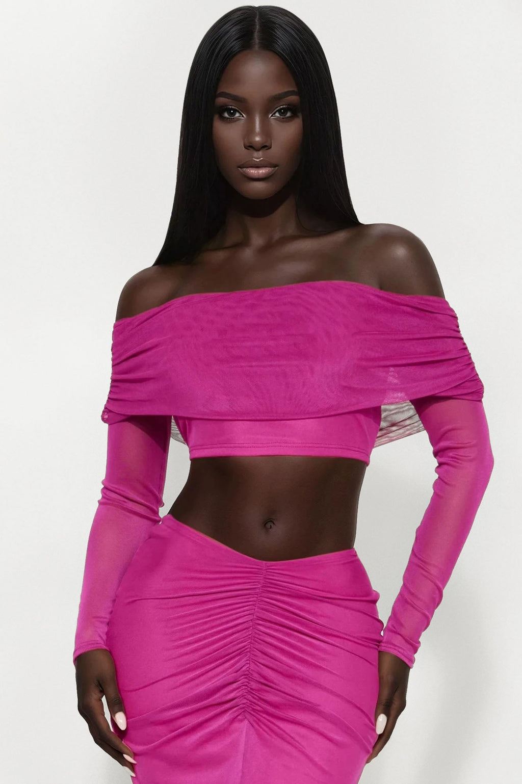 No Filter Mesh Skirt Set - Magenta