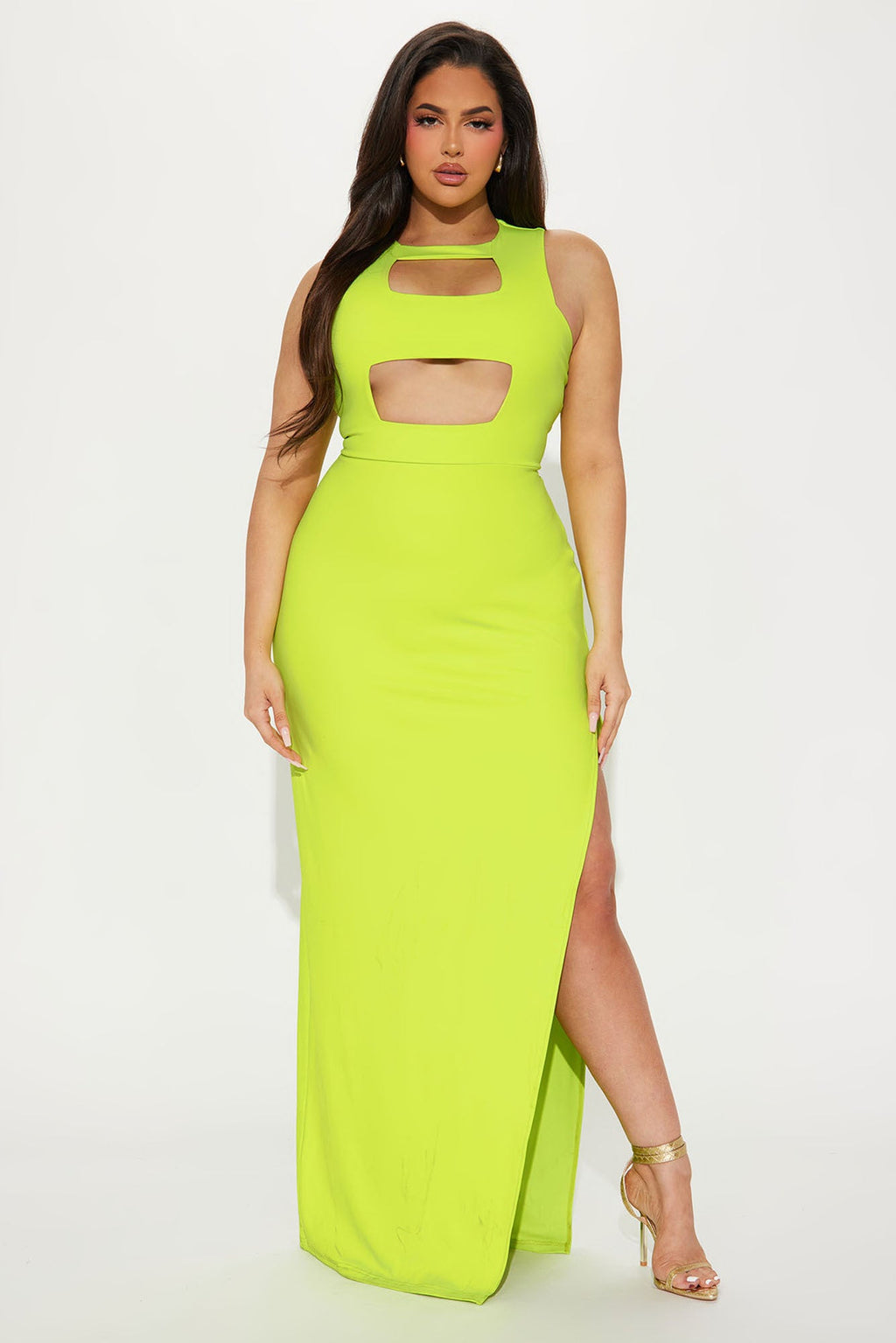 Maria Cut Out Maxi Dress - Lime