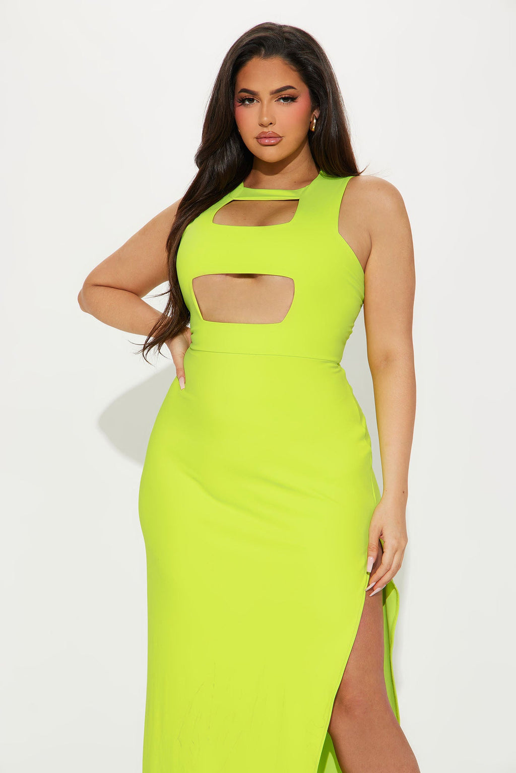 Maria Cut Out Maxi Dress - Lime