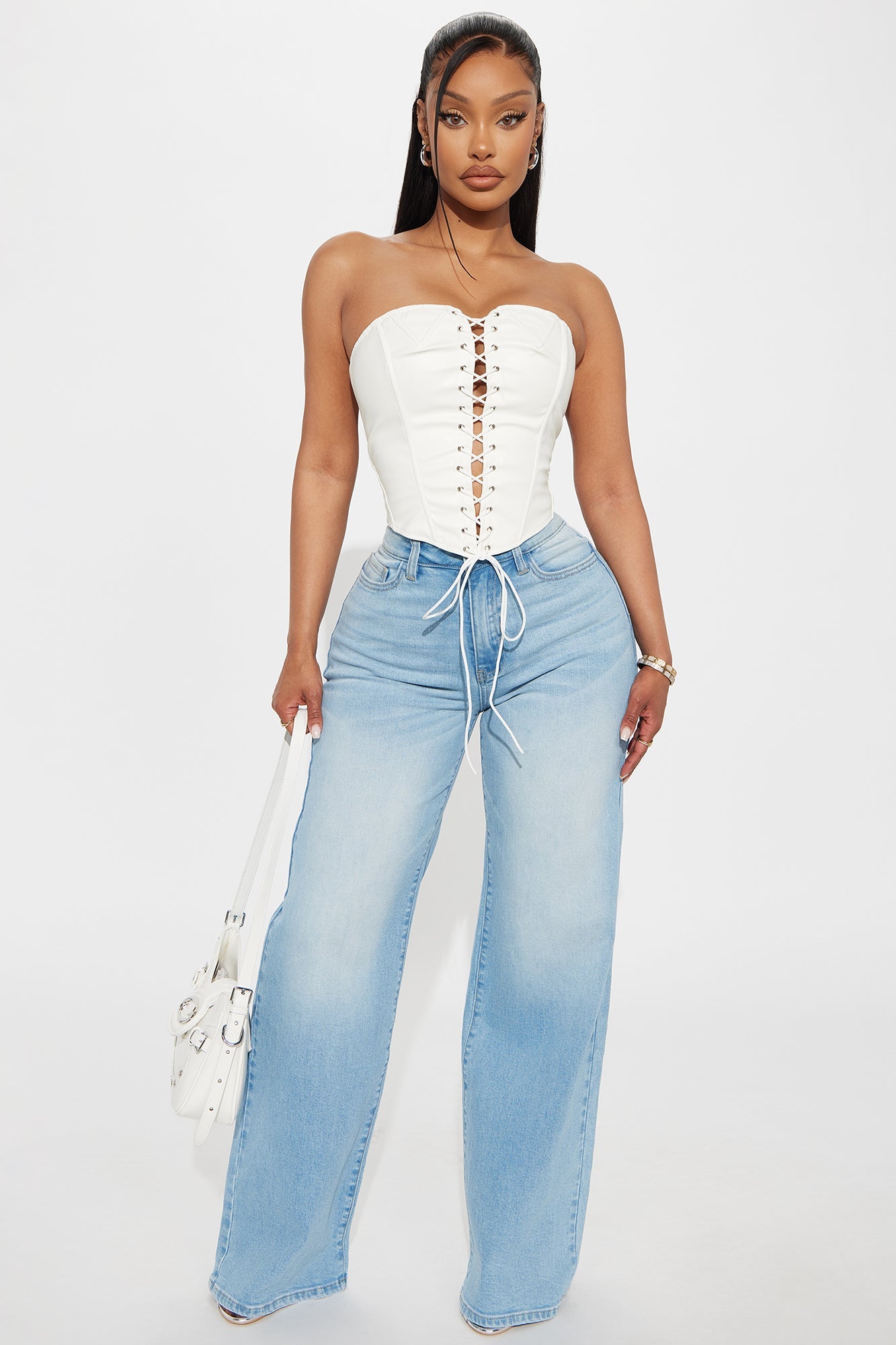 Chasing Thrills Stretch Wide Leg Jeans - Light Wash