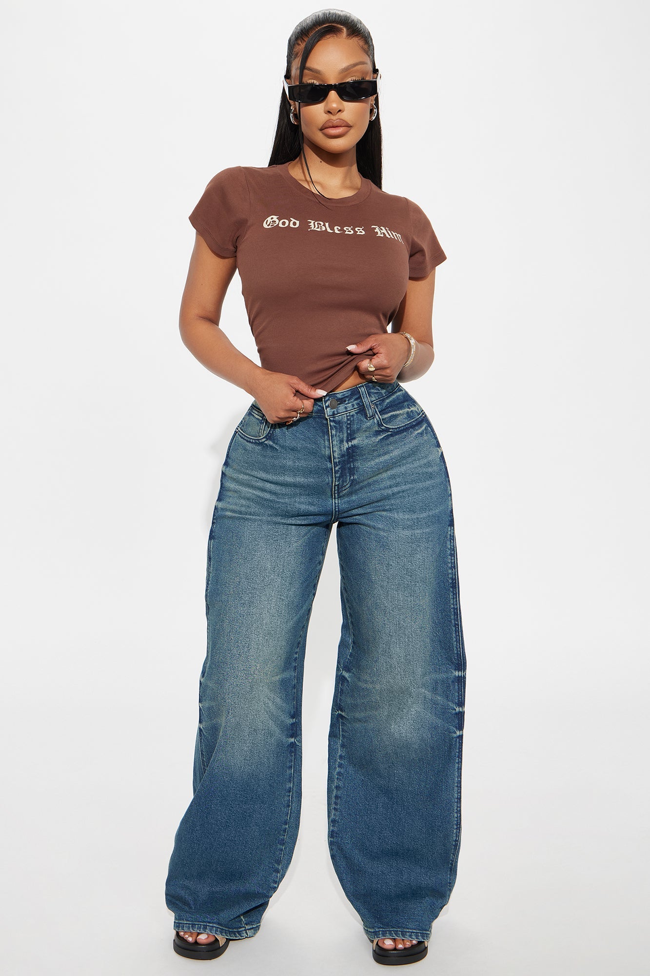 Berlin Baby Loose Wide Leg Jeans - Dark Wash
