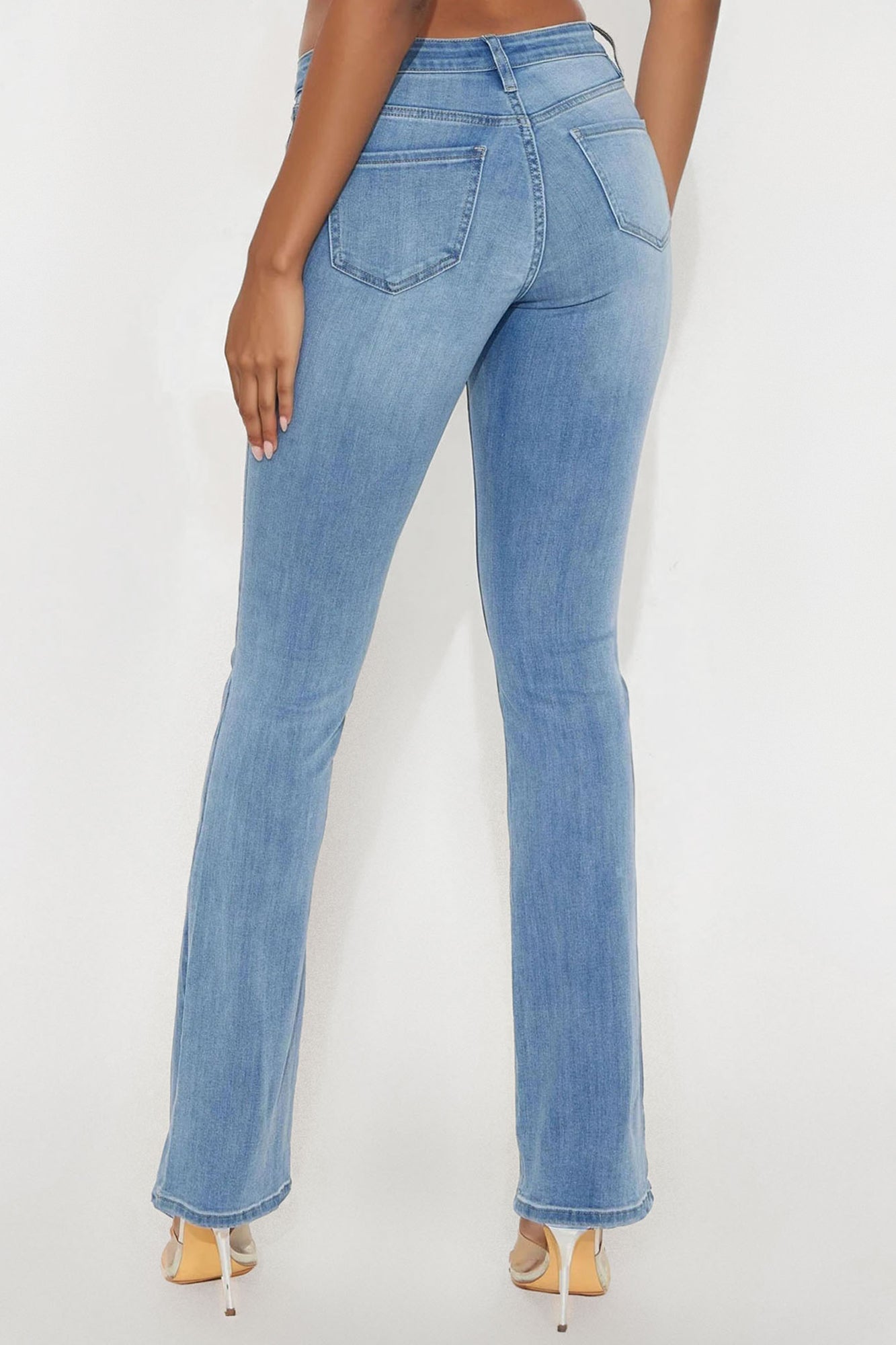 Tall Jessie Mid Rise Distressed Bootcut Jean - Light Blue Wash
