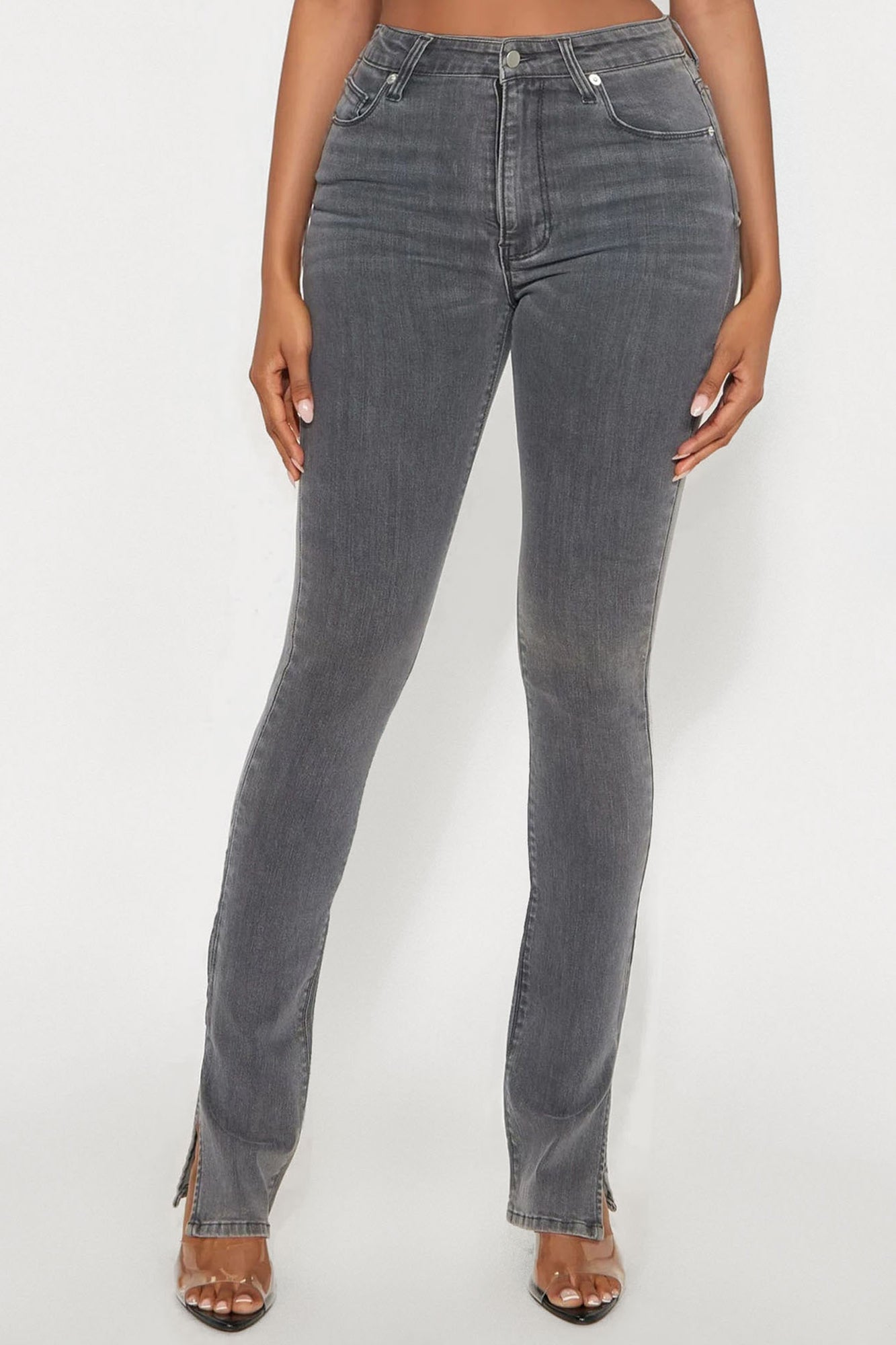 Tall Soho Side Split Skinny Jeans - Grey