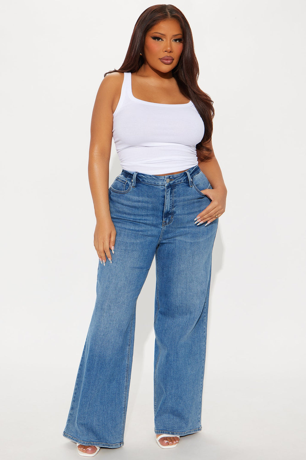 Feeling The Heat Stretch Wide Leg Jeans - Medium Wash