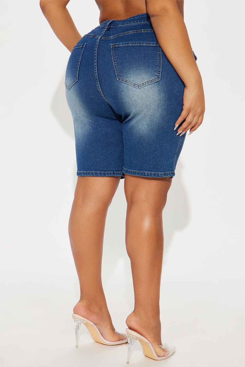 Shocker Tinted Stretch Denim Bermuda Shorts - Dark Wash