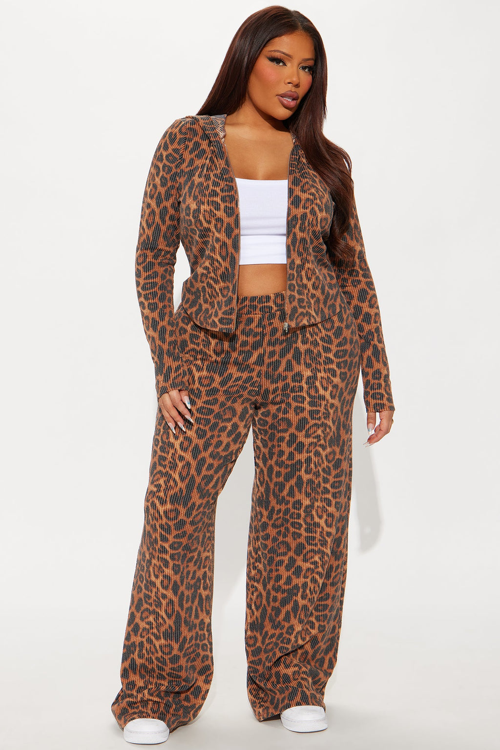 Lizzy Leopard Pant Set - Brown/combo