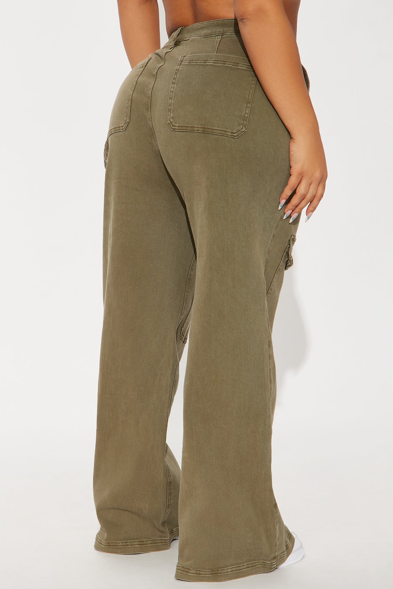 Here We Go Mid Rise Cargo Jean - Olive