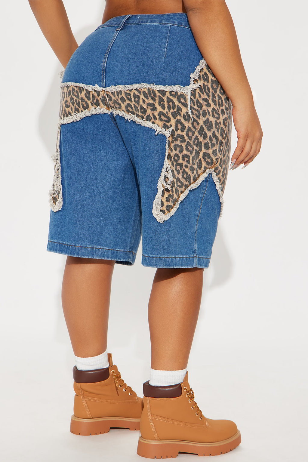 Spotted Soul Leopard Denim Jorts - Medium Wash