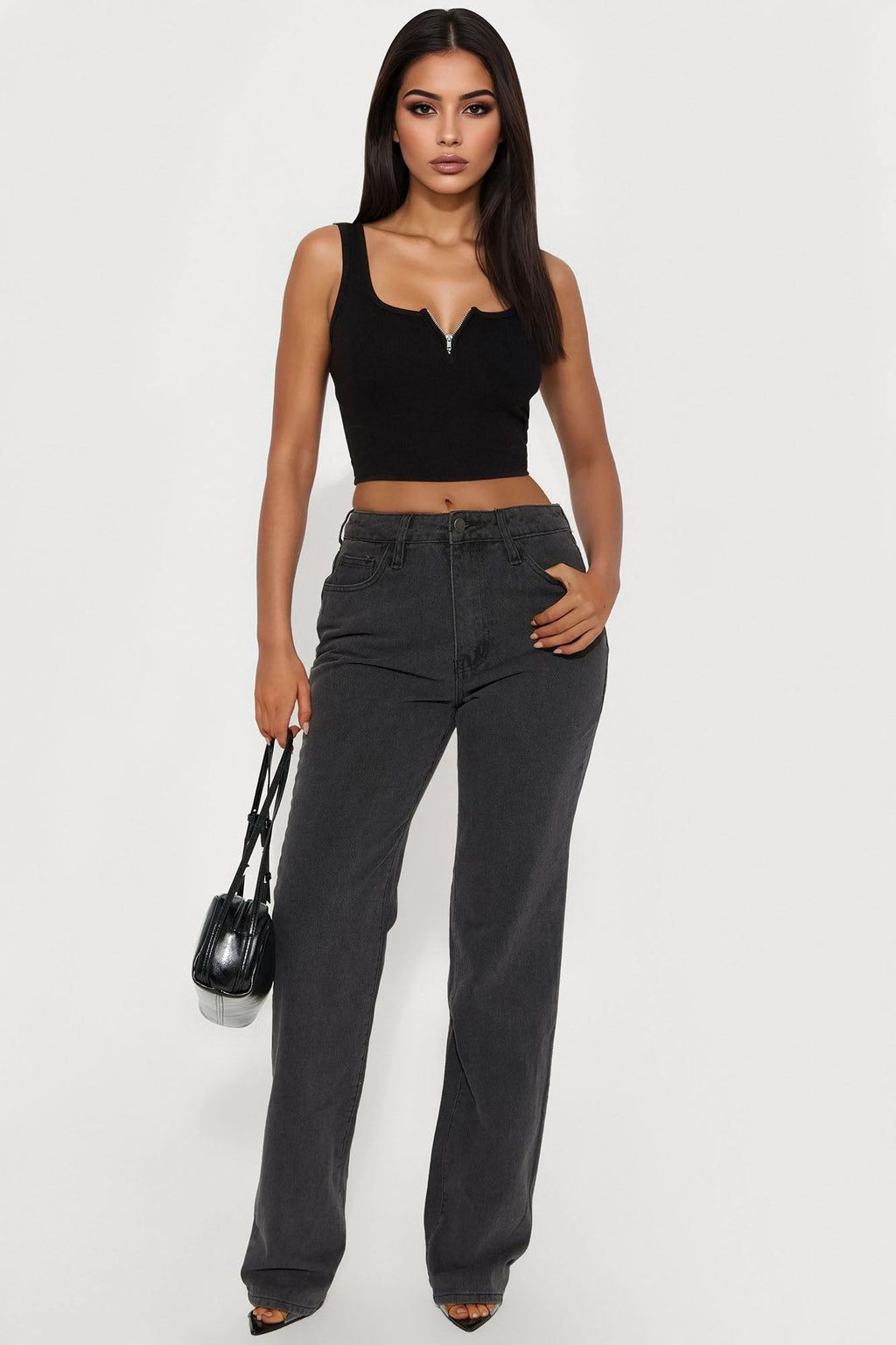 Tall Get It Straight Slouch Fit Jeans - Black