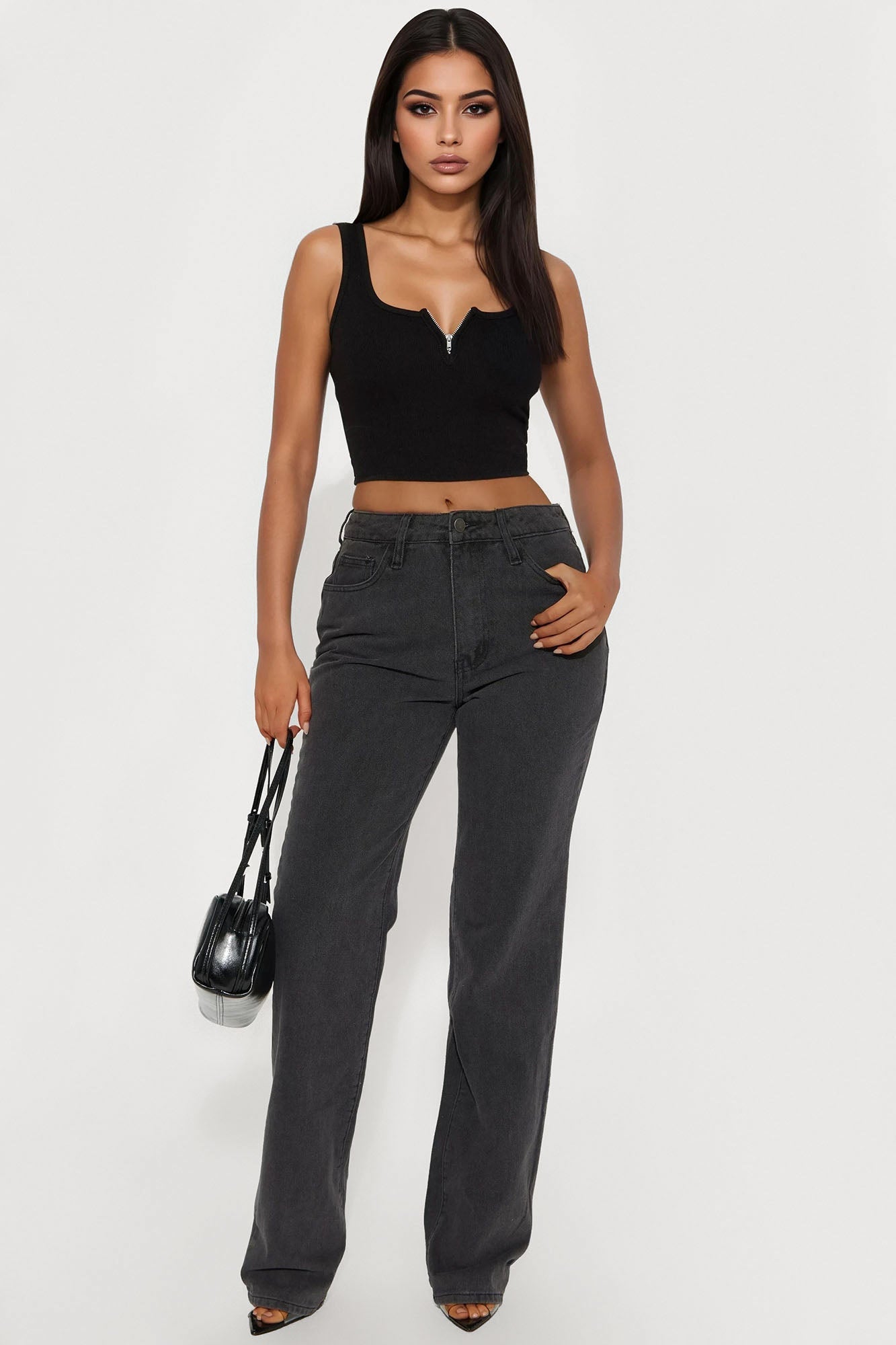 Tall Get It Straight Slouch Fit Jeans - Black