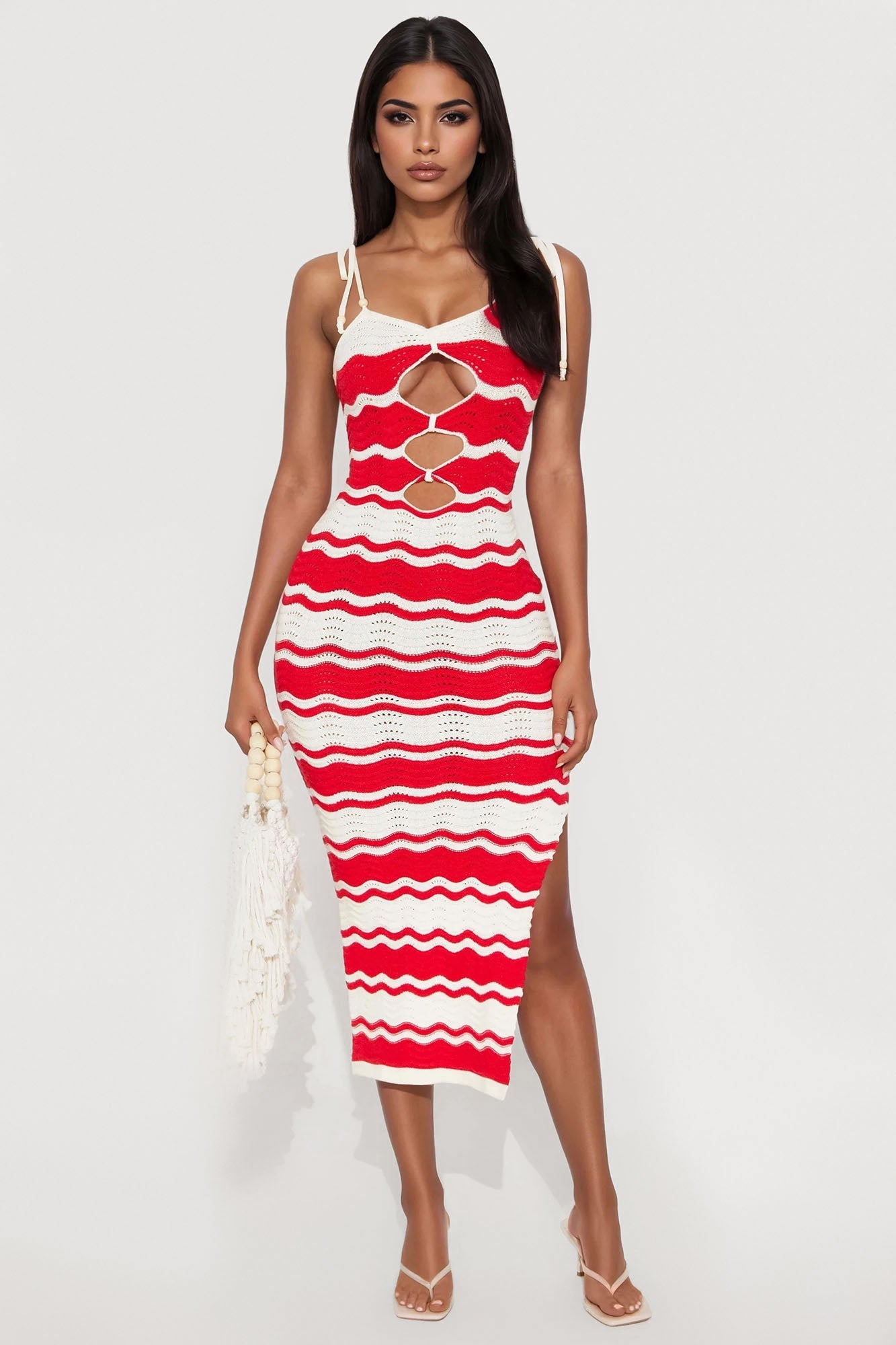 Sweet Sunset Crochet Maxi Dress - Red/combo