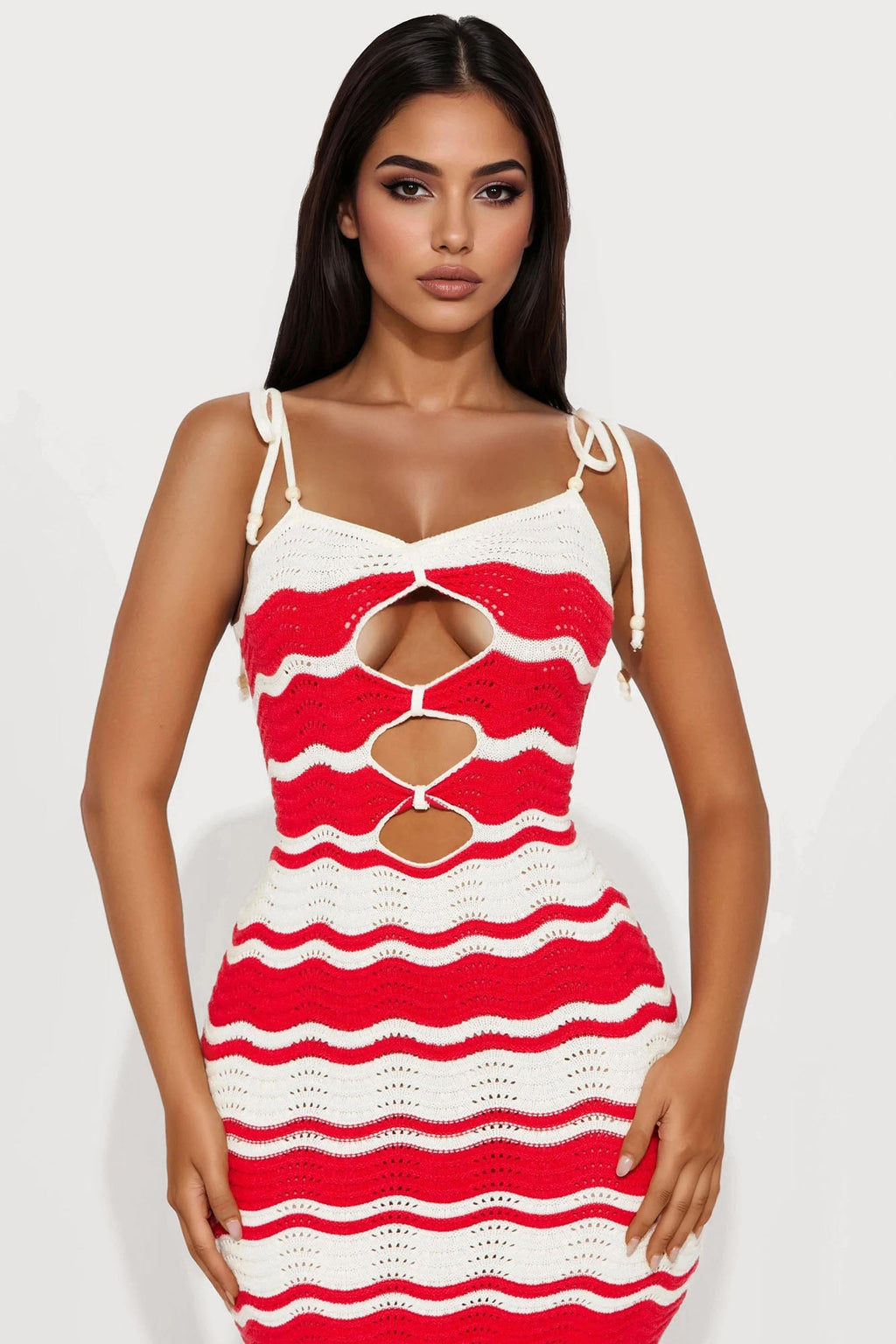 Sweet Sunset Crochet Maxi Dress - Red/combo