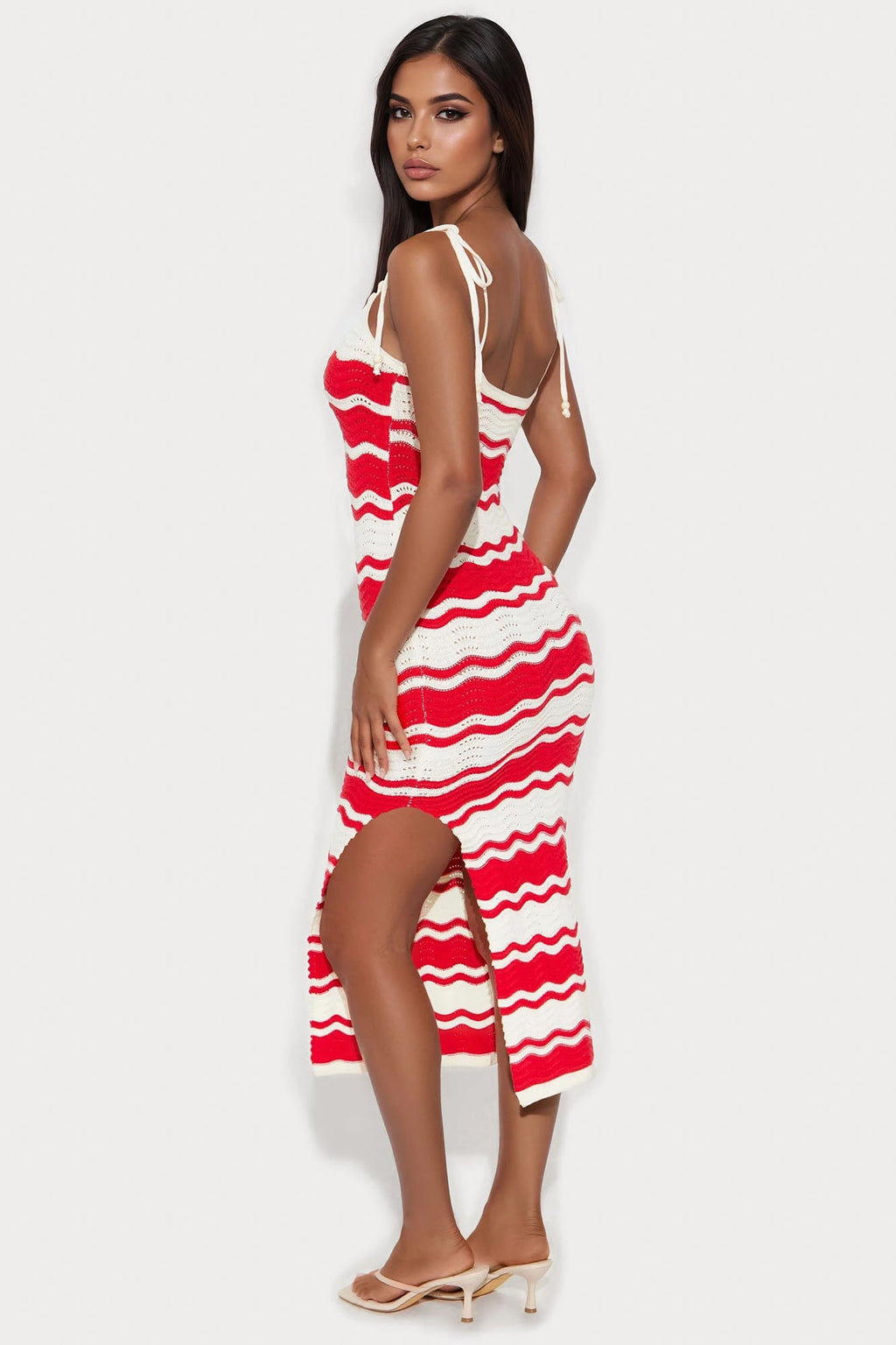 Sweet Sunset Crochet Maxi Dress - Red/combo