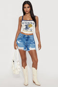 Dream Come True Non Stretch Cut Off Denim Shorts - Medium Wash