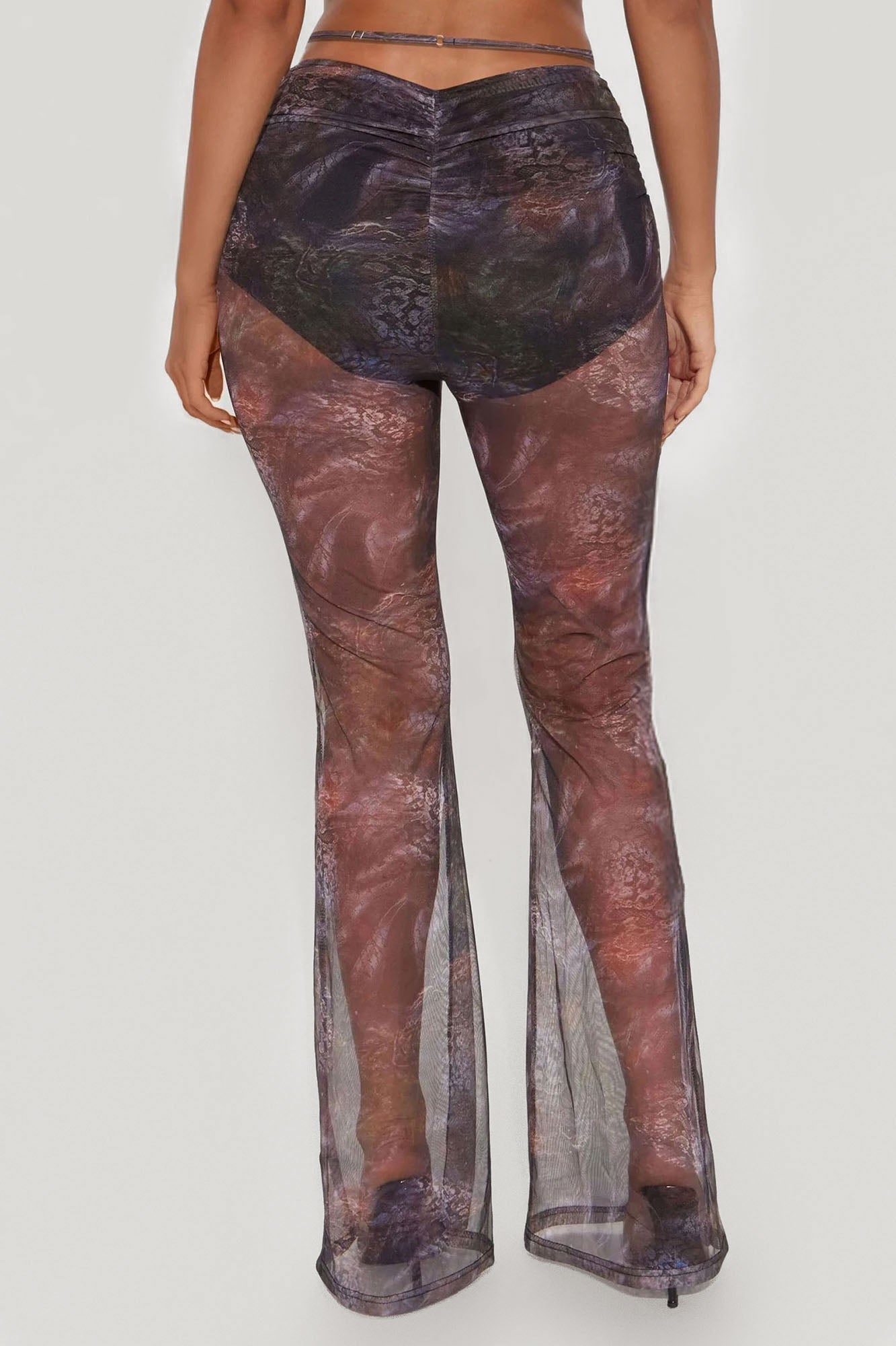 Tempting Aura Mesh Wide Leg Pant - Purple/combo