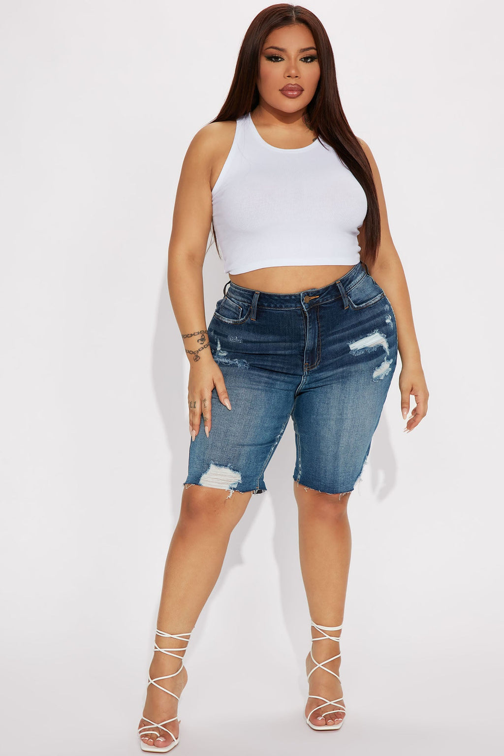 Almost There Stretch Denim Bermuda Shorts - Dark Wash