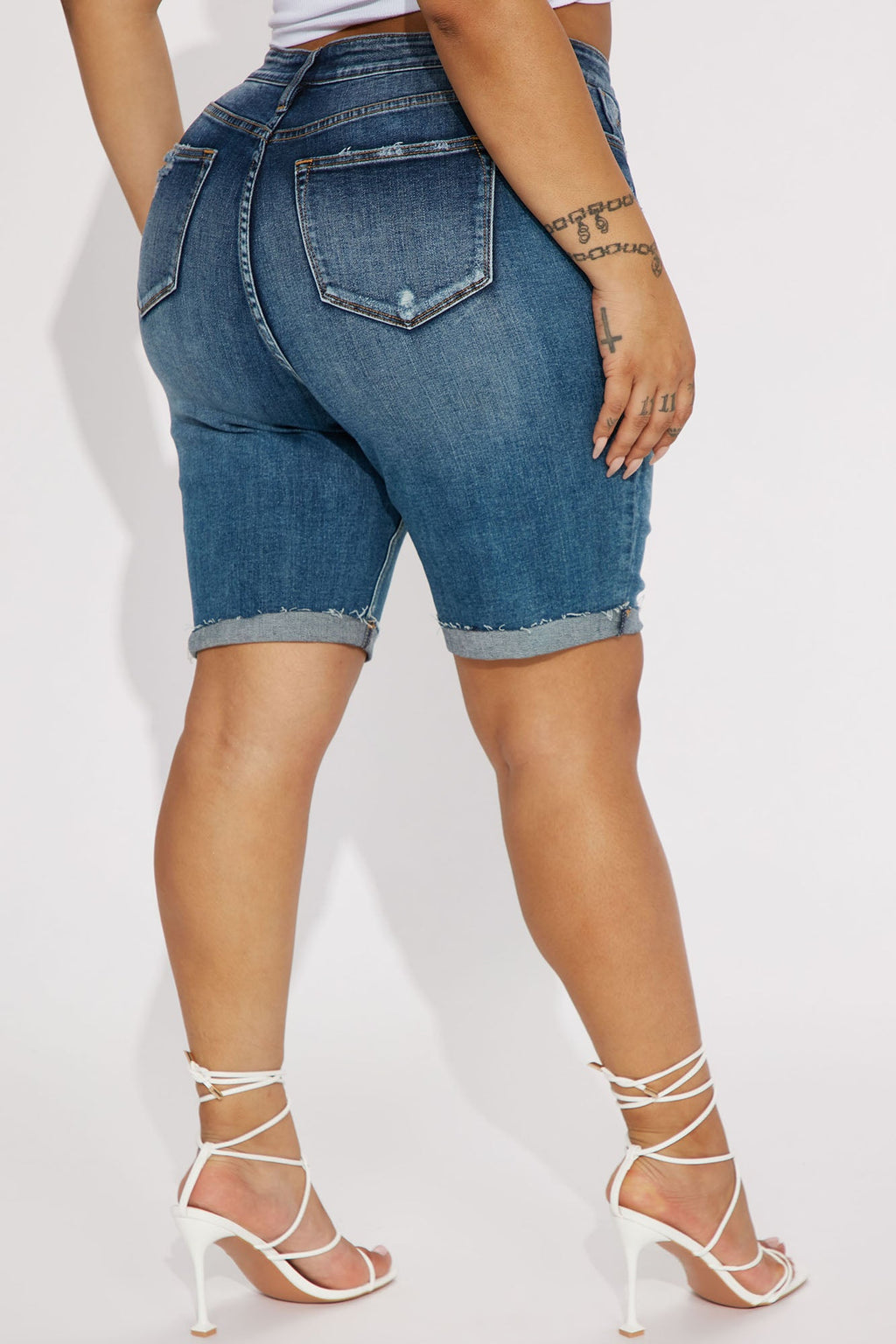 Almost There Stretch Denim Bermuda Shorts - Dark Wash