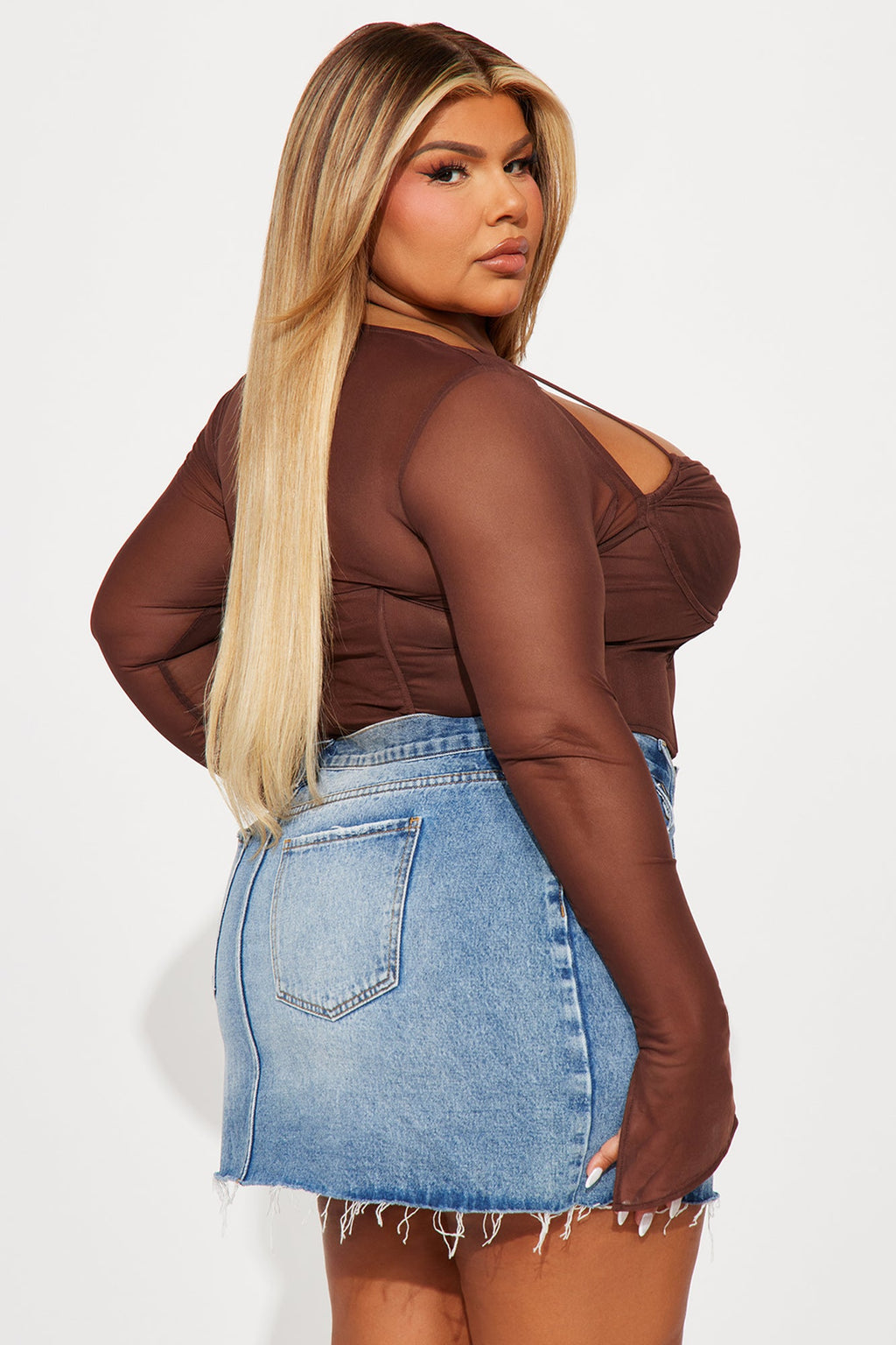 Melanie Mesh Corset Top - Brown