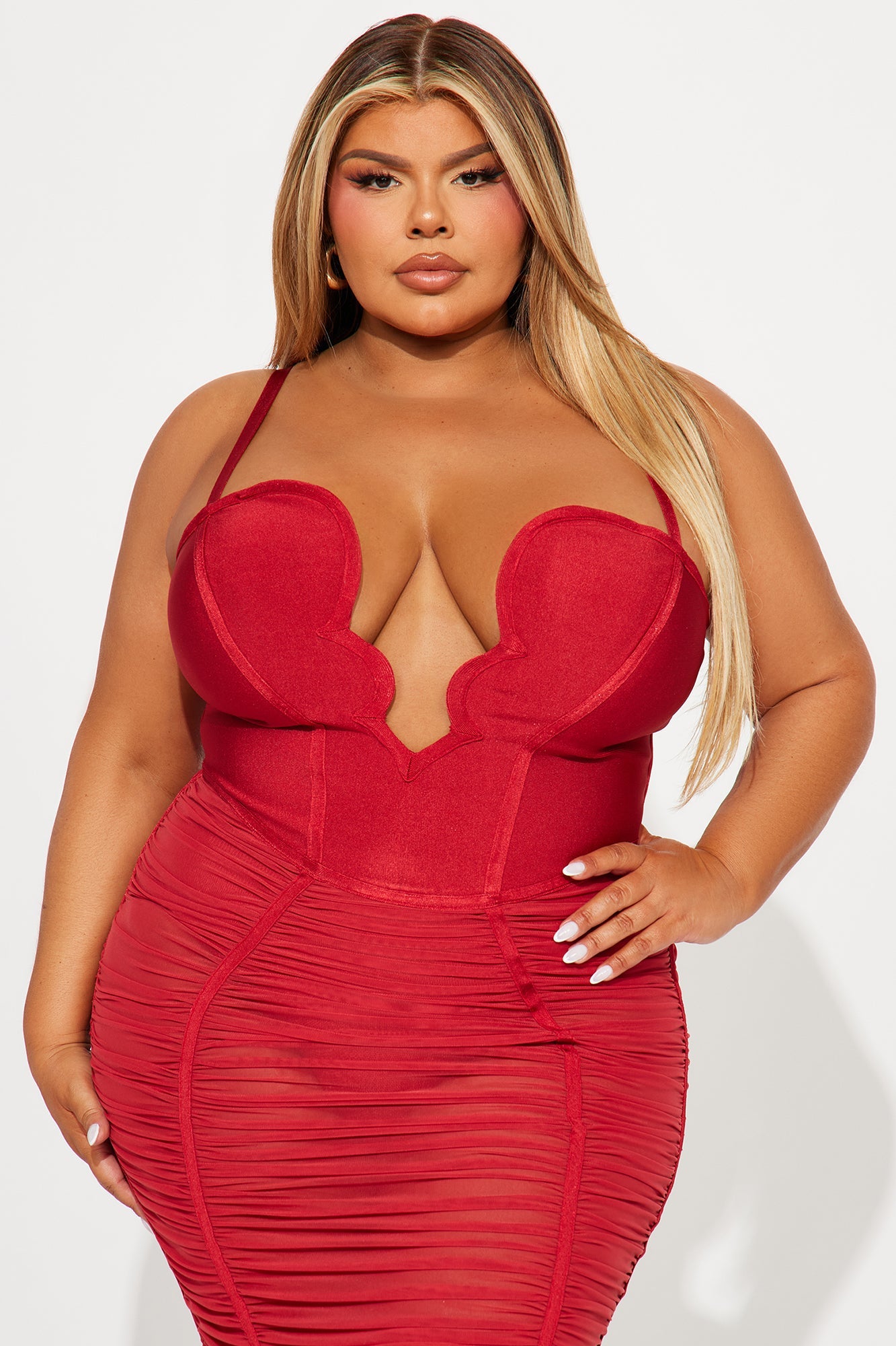 Analise Bandage Midi Dress - Red