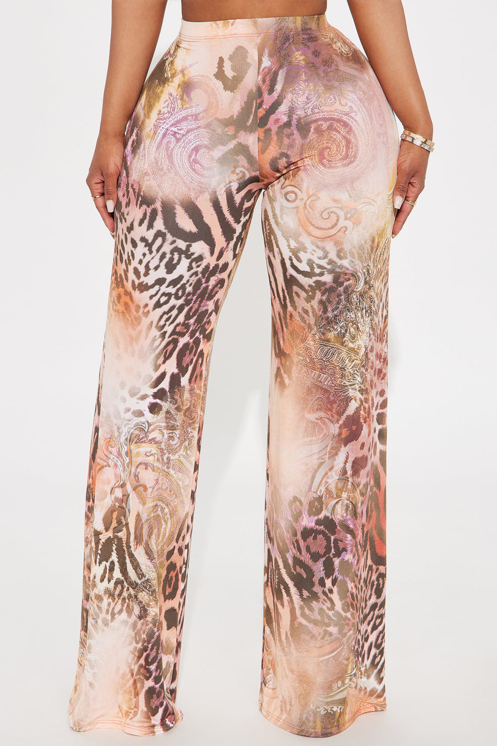 Wild Desire Leopard Wide Leg Pant - Rust/combo