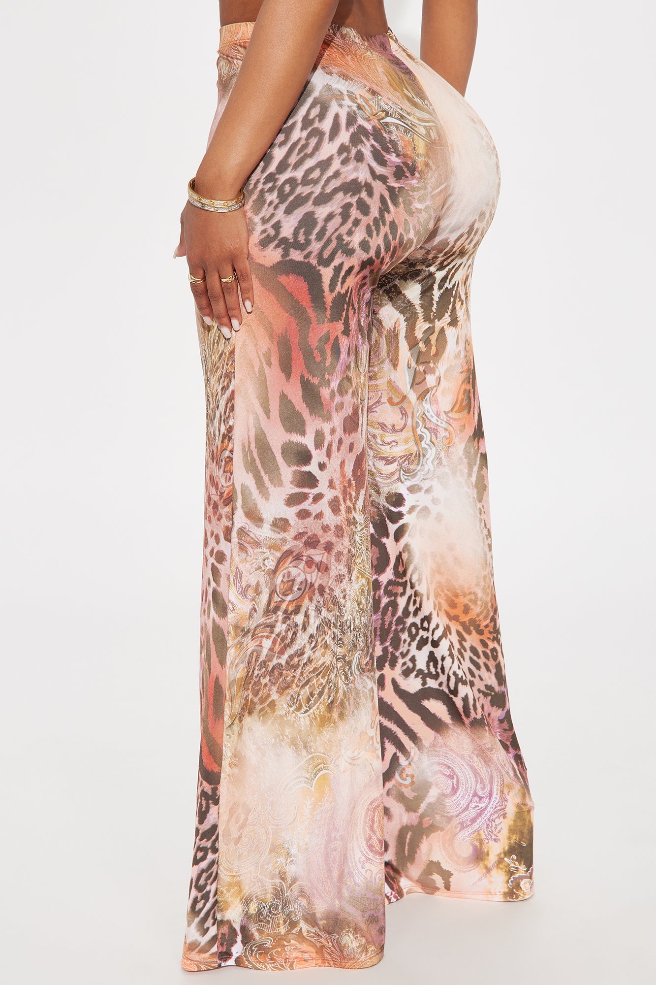 Wild Desire Leopard Wide Leg Pant - Rust/combo