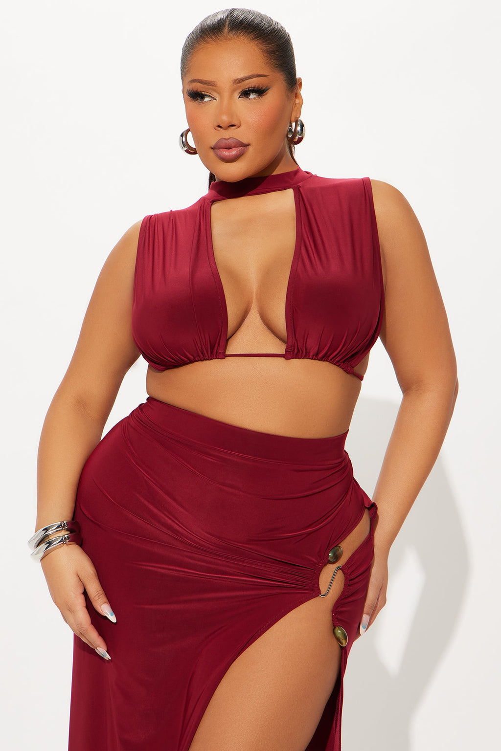 Angelina Venezia Maxi Skirt Set - Burgundy