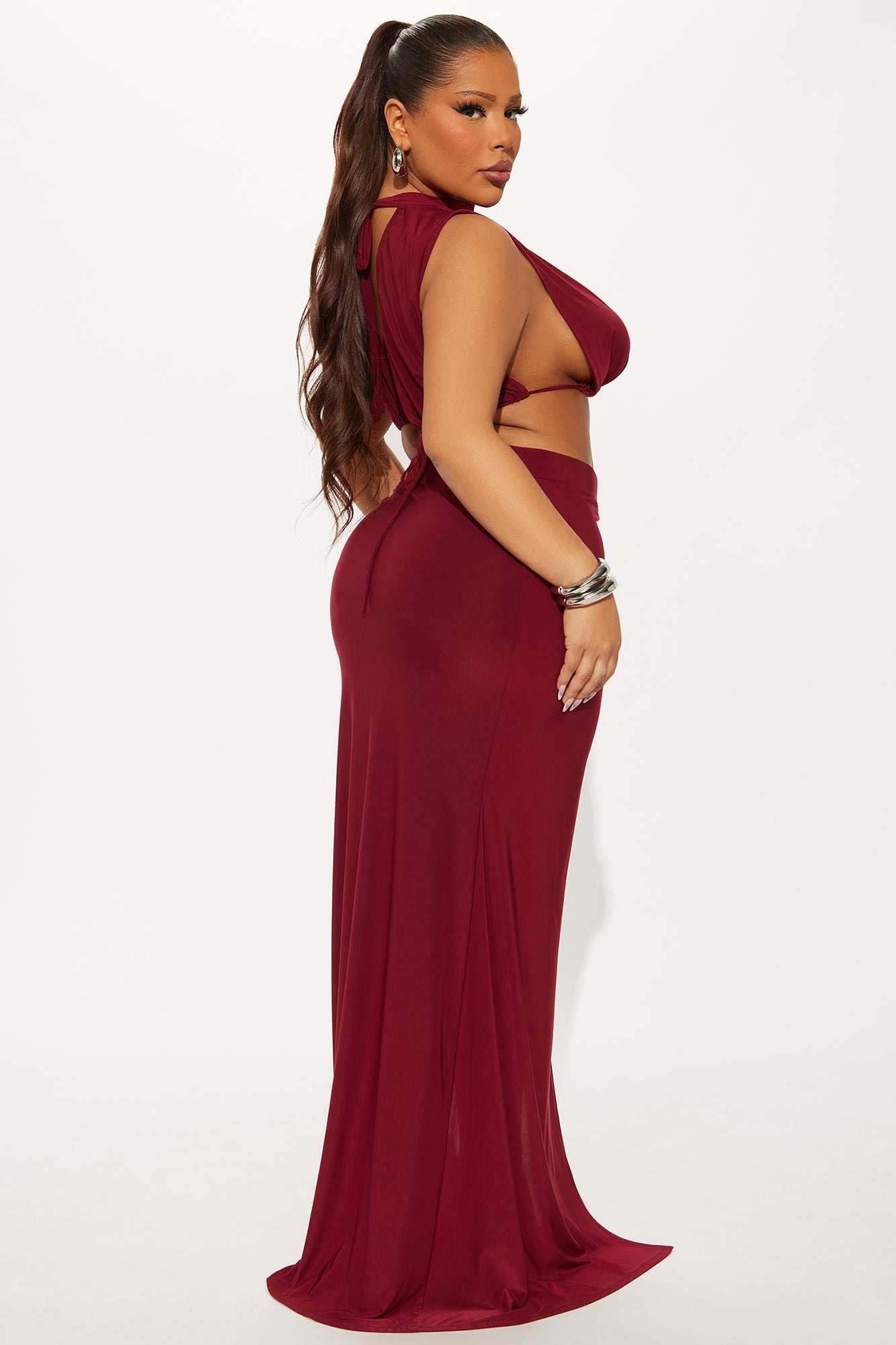 Angelina Venezia Maxi Skirt Set - Burgundy