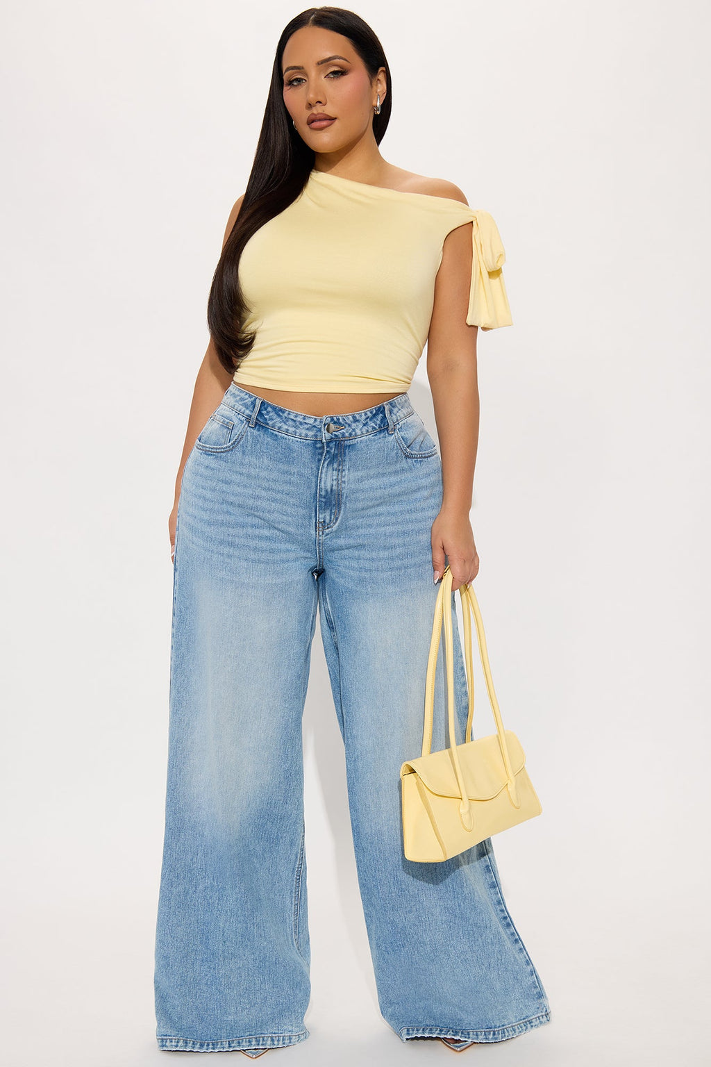 Tall Brianca Bow Wide Leg Jeans - Light Wash
