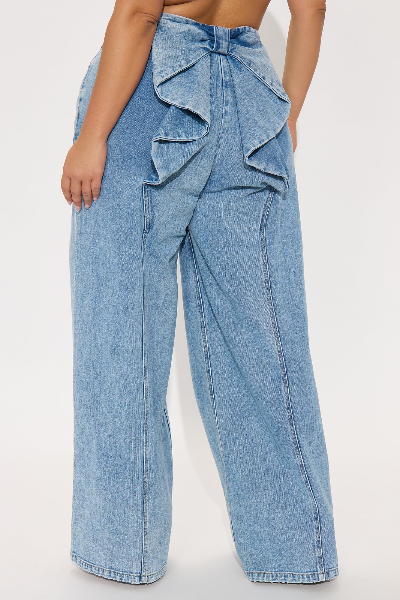 Tall Brianca Bow Wide Leg Jeans - Light Wash