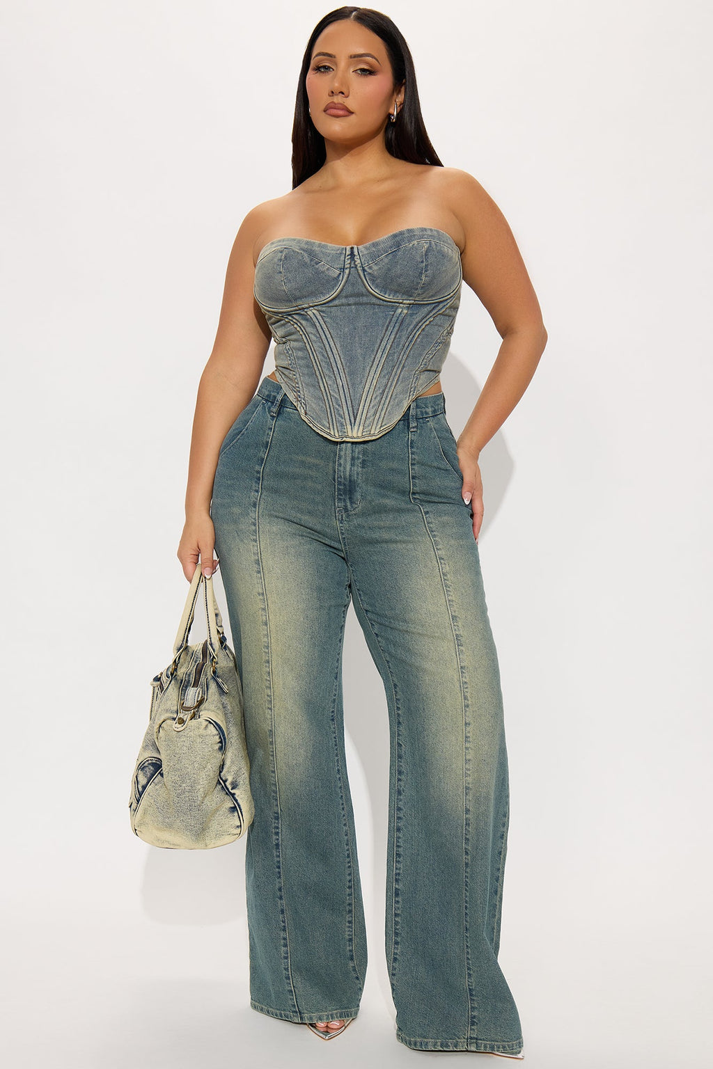 High Value Wide Leg Trouser Jeans - Vintage Wash
