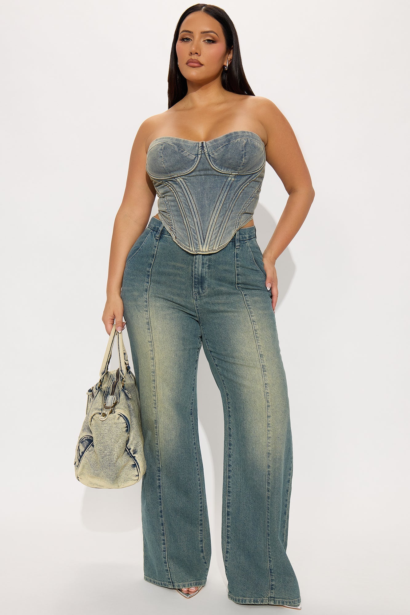 High Value Wide Leg Trouser Jeans - Vintage Wash