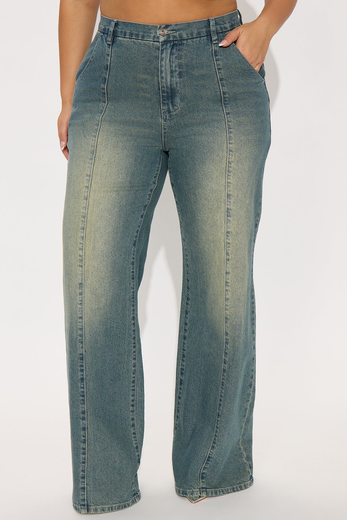 High Value Wide Leg Trouser Jeans - Vintage Wash