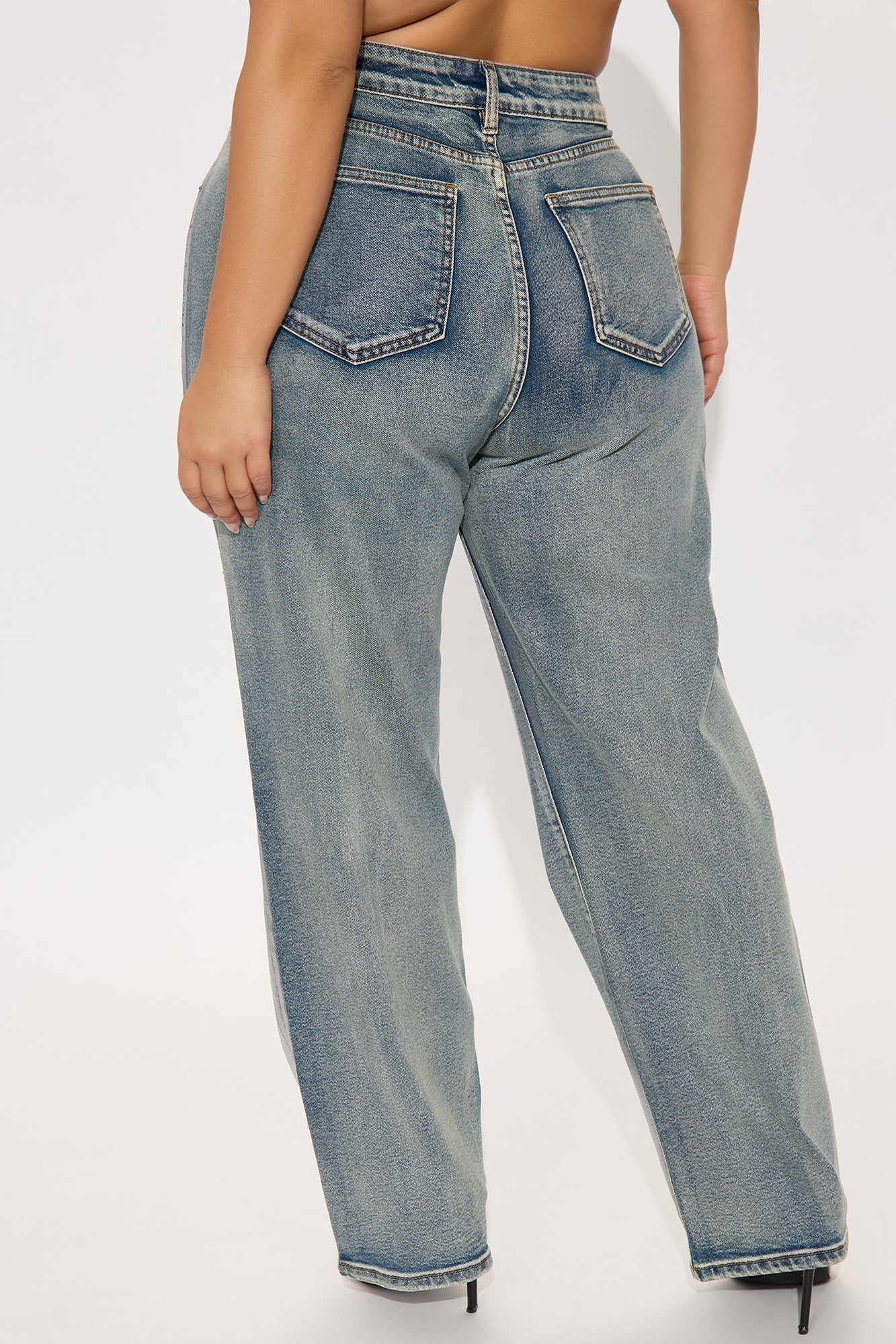 Changing Your Mind Stretch Foil Tinted Straight Leg Jeans - Vintage Wash