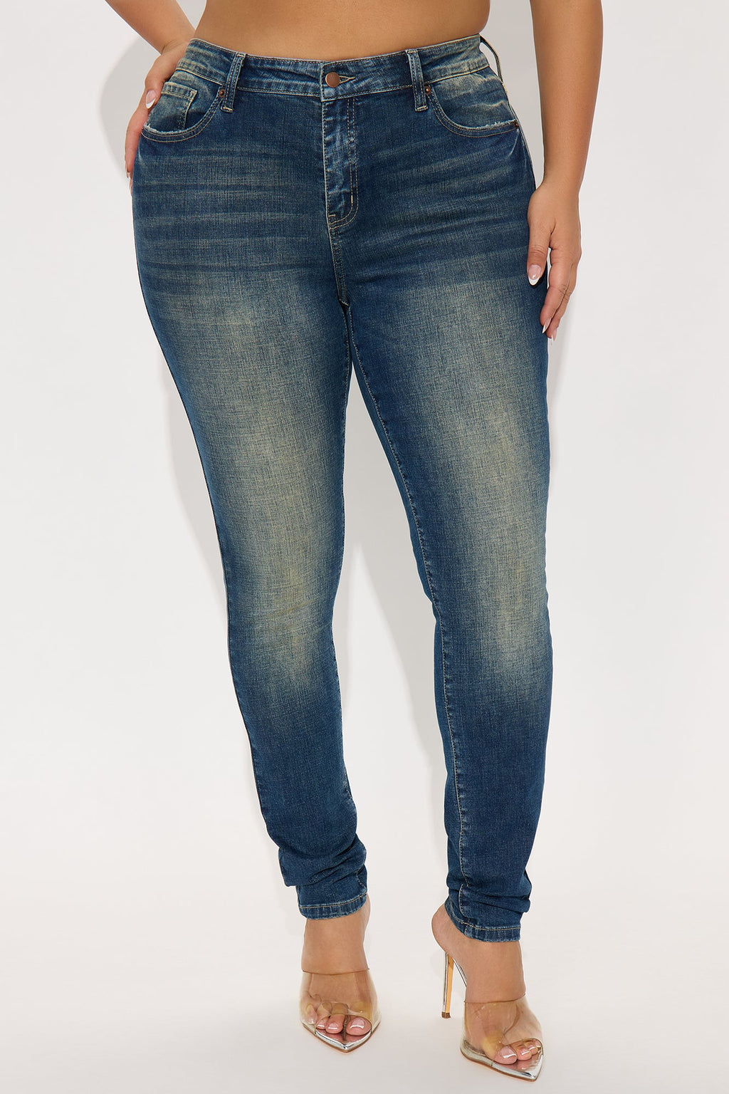Tall Charley Crosshatch Tinted Stretch Skinny Jeans - Dark Wash