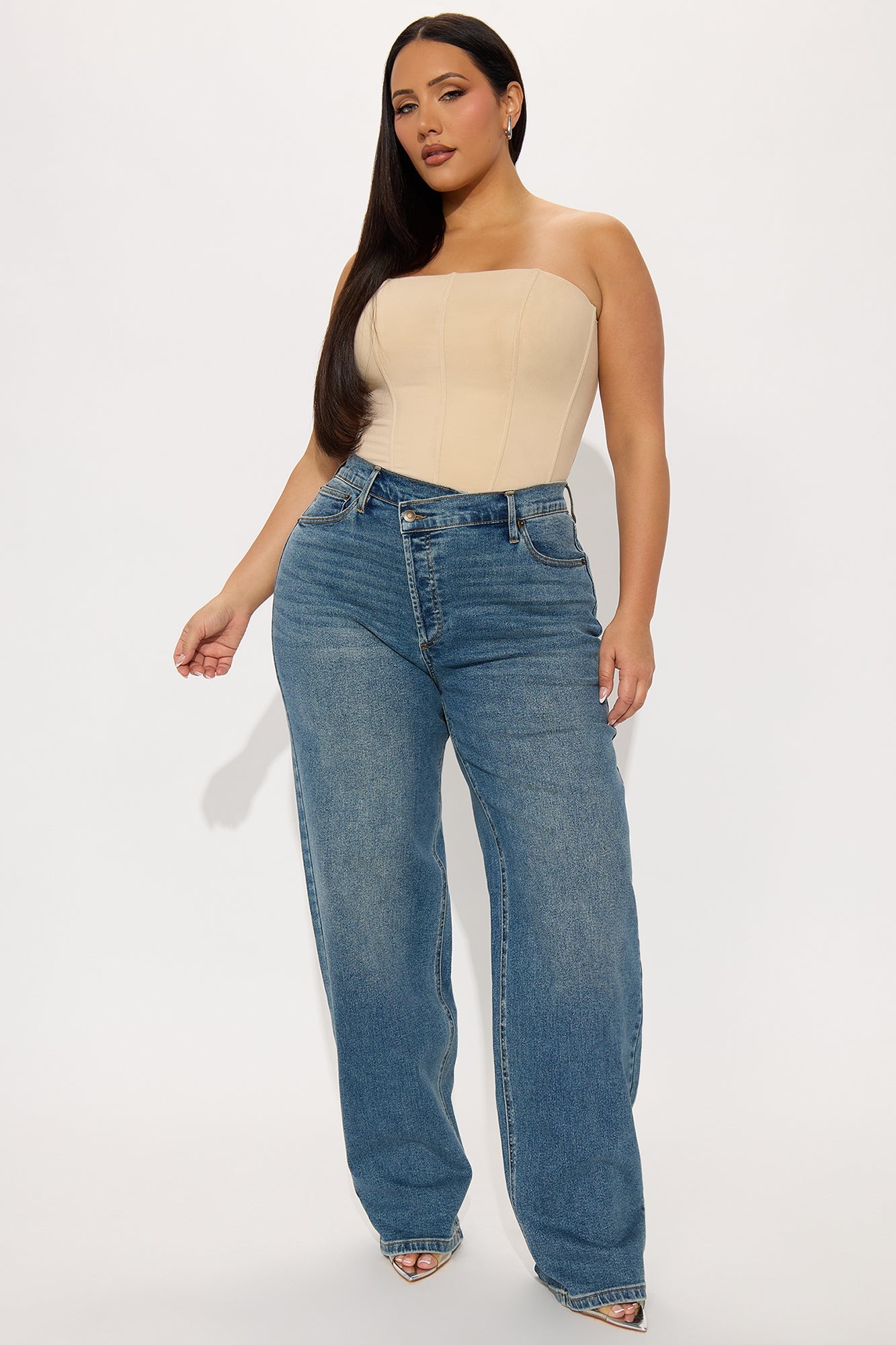 Tall In Sync Stretch Crossover Straight Leg Jeans - Dark Wash