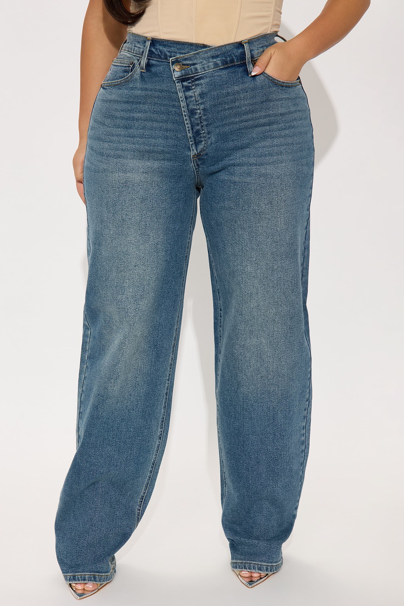 Tall In Sync Stretch Crossover Straight Leg Jeans - Dark Wash