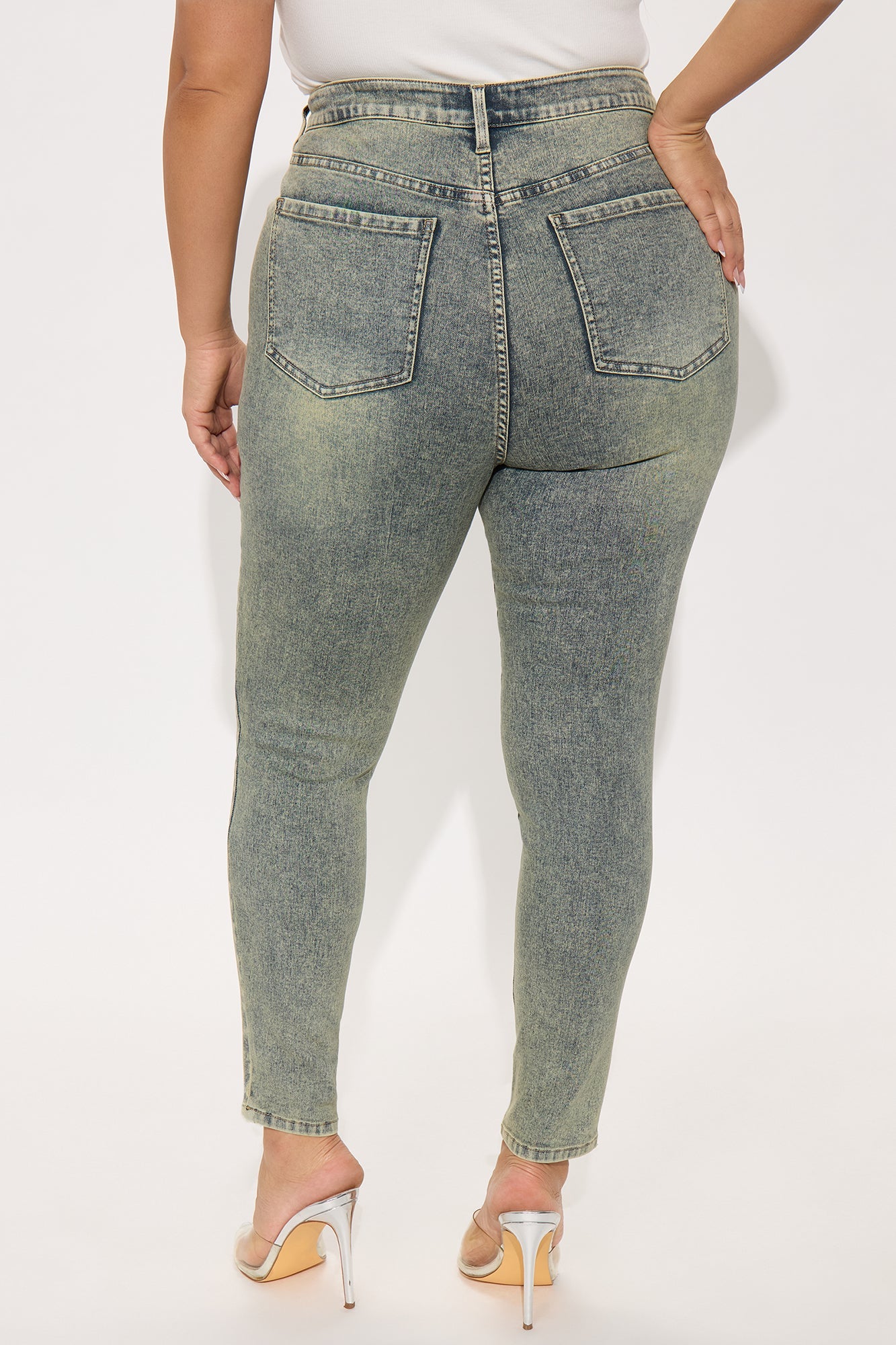 Don't Cross Me Lace Up Stretch Skinny Jeans - Vintage Wash