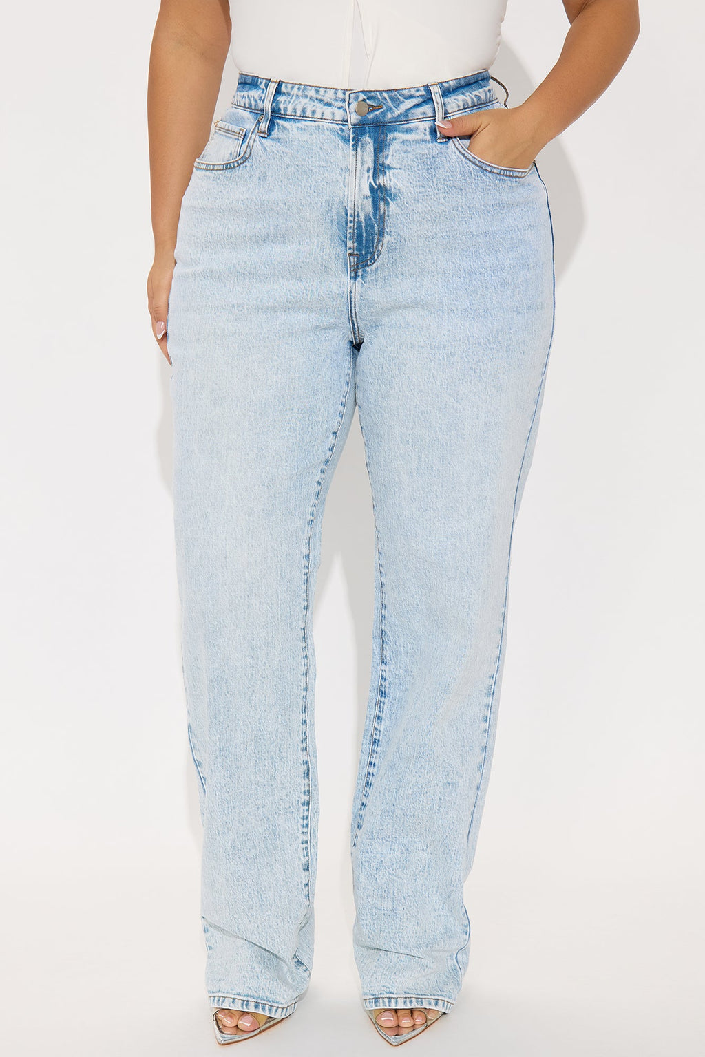 Tall Kiss And Tell High Rise Low Stretch Straight Leg Jeans - Light Blue Wash
