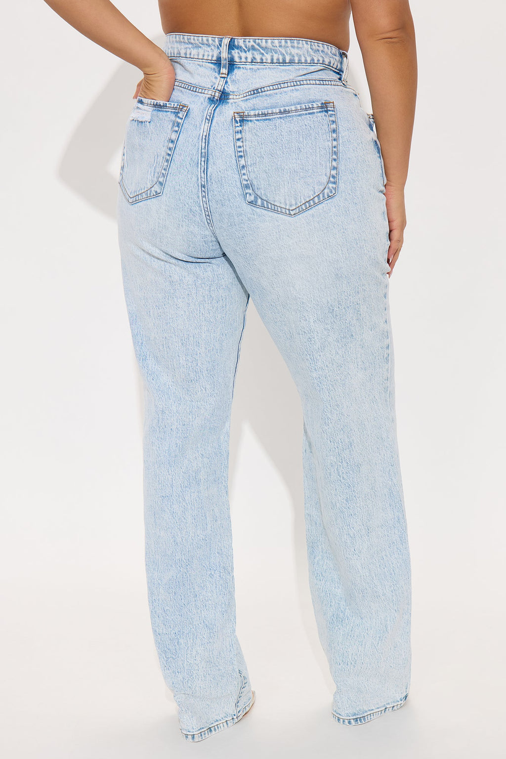 Tall Kiss And Tell High Rise Low Stretch Straight Leg Jeans - Light Blue Wash