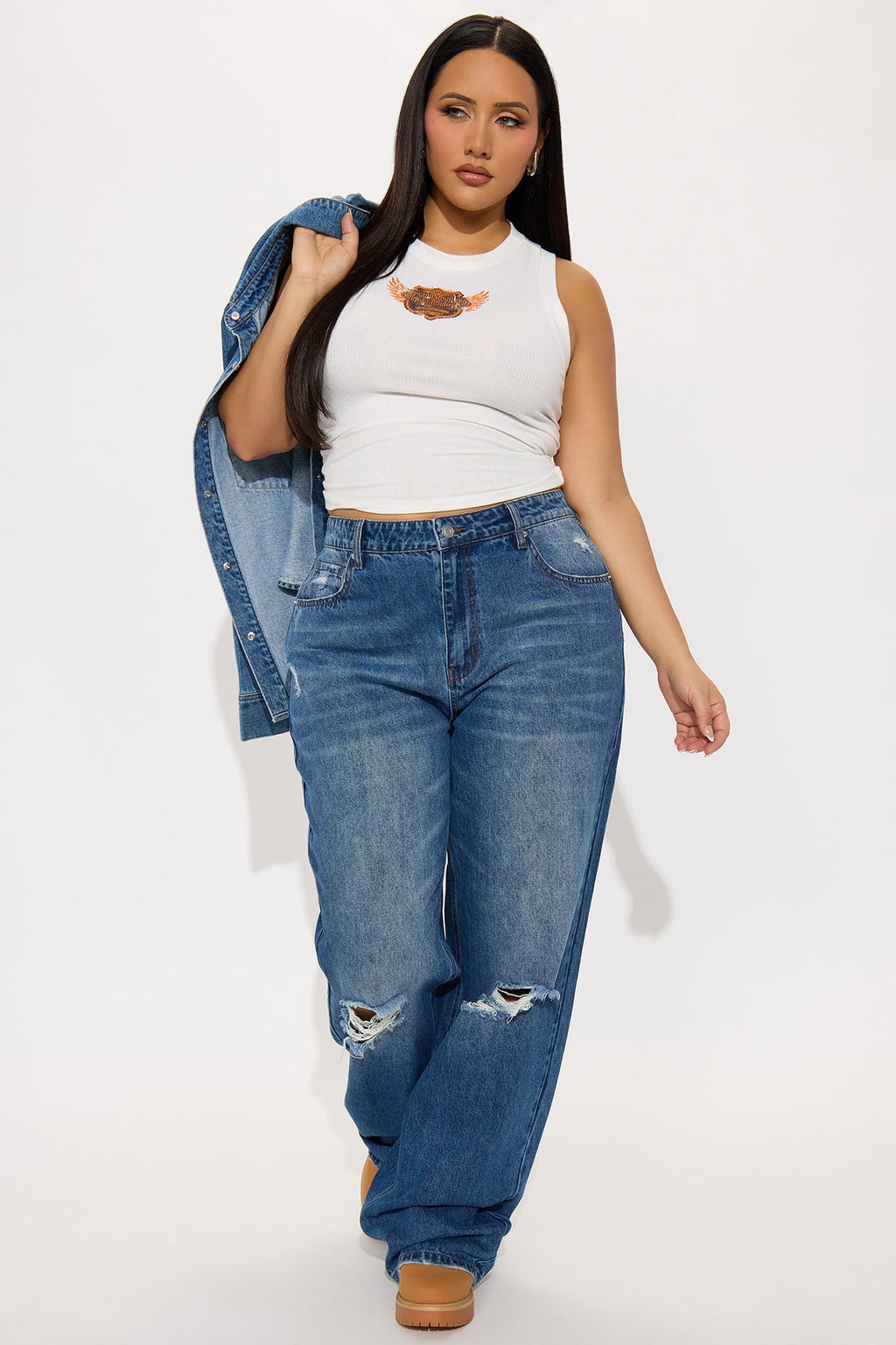 Tall Solana Non Stretch Straight Leg Jeans - Medium Wash